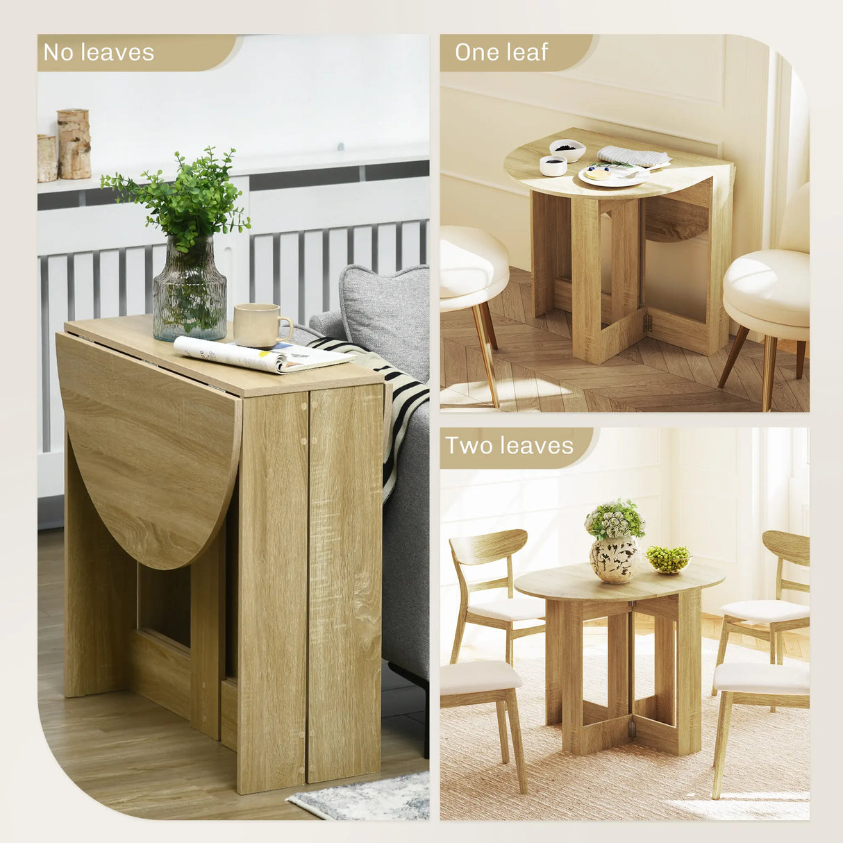 HOMCOM Space-saving Drop Leaf Table, Folding Dining Table for Small Space, Kitchen, Dining Room, Oak