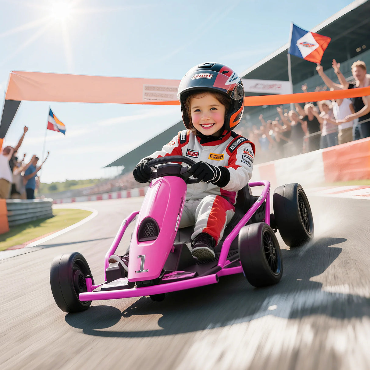 HOMCOM 24V Electric Go Kart for Kids, Drift Ride-On Racing Go Kart with 2 Speeds, for Boys Girls Aged 8-12 Years Old, Pink