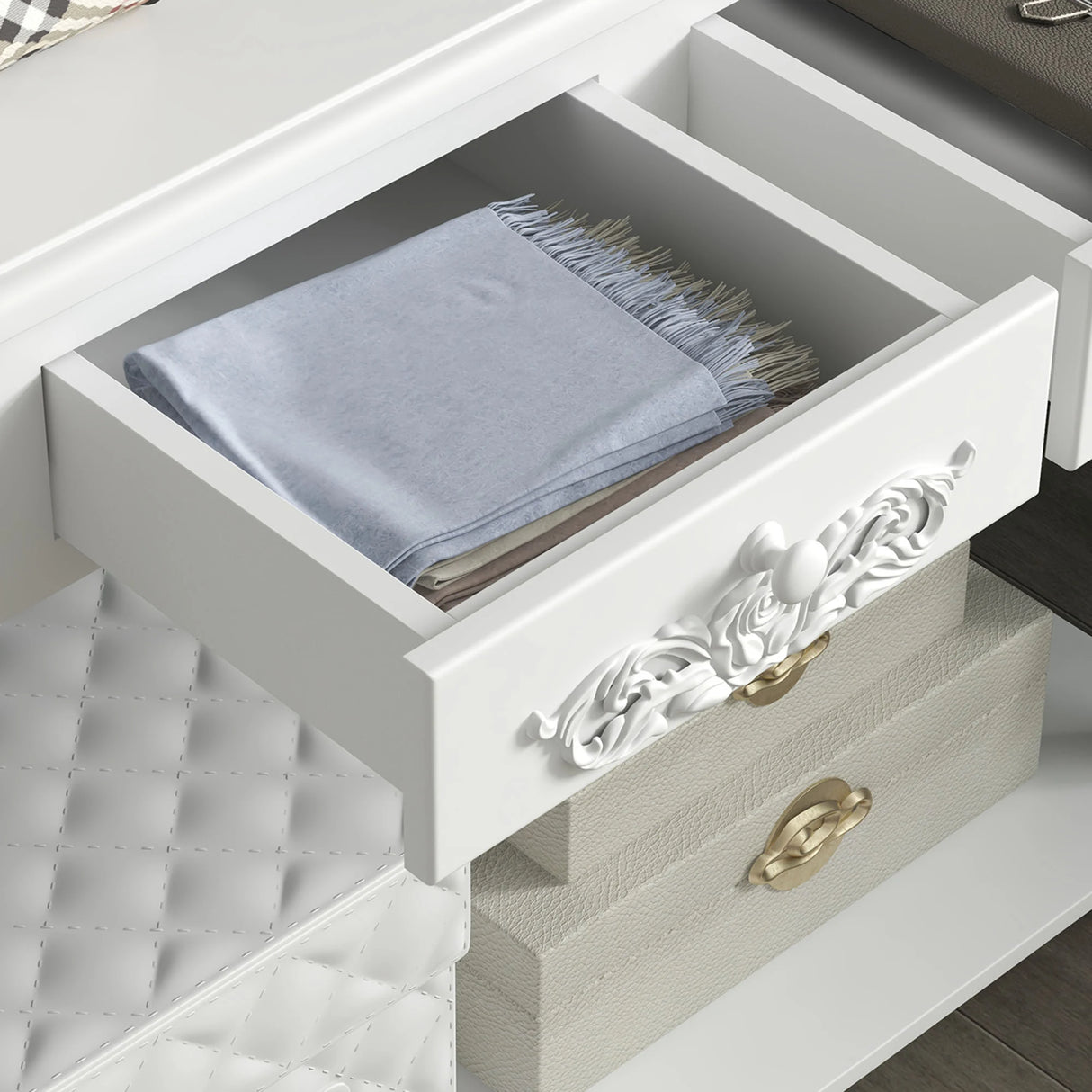 HOMCOM Console Table Modern Sofa Side Desk with Storage Shelves Drawers for Living Room Entryway Bedroom White