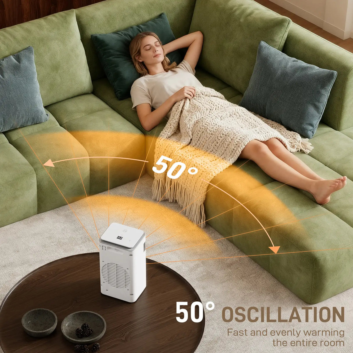 HOMCOM Ceramic Electric Heater, 1500W Fan Space Heater with 3 Modes, 24H Timer, Flame Effect, Oscillation for Bedroom, White