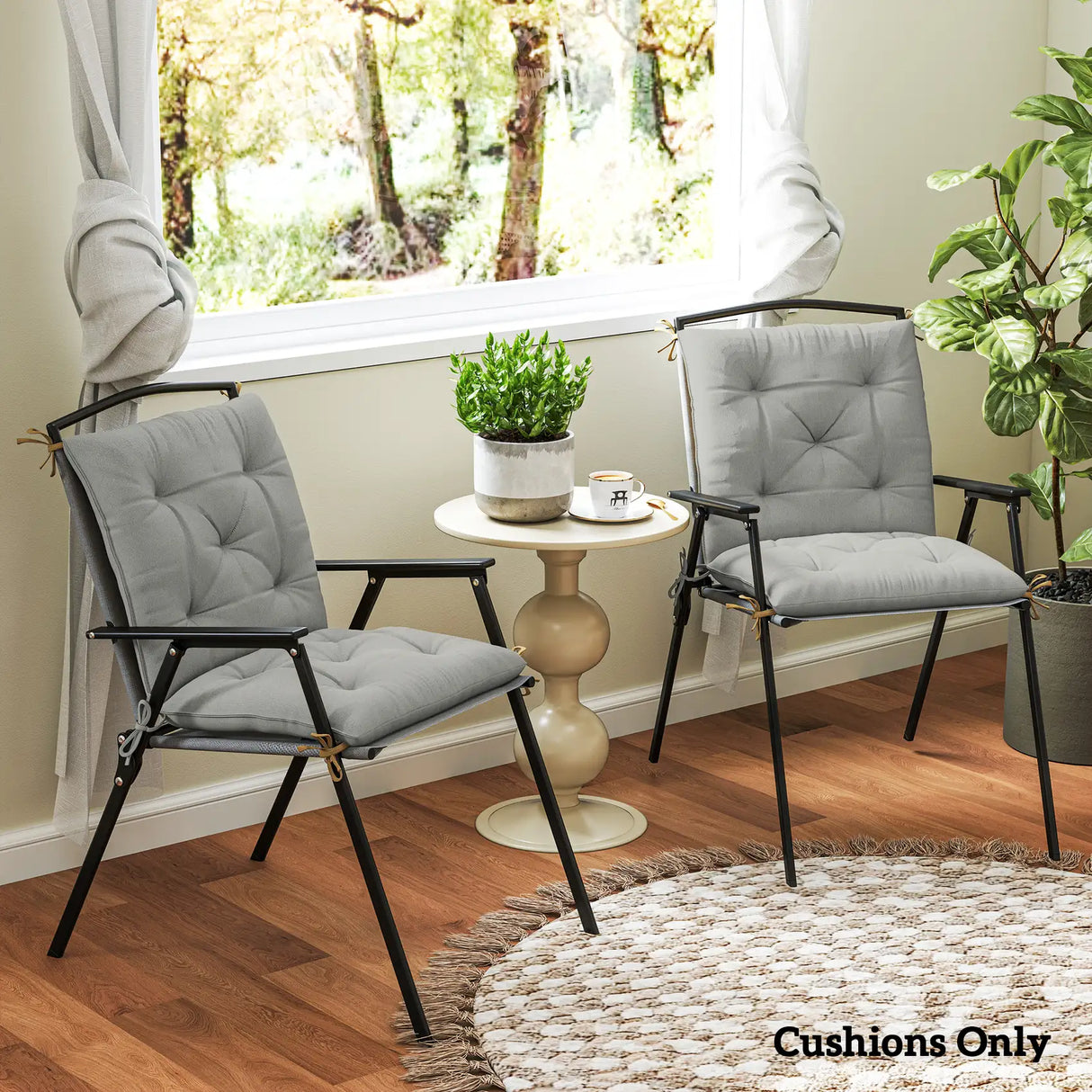 Outsunny Set of Two Outdoor Seat Cushions - Light Grey