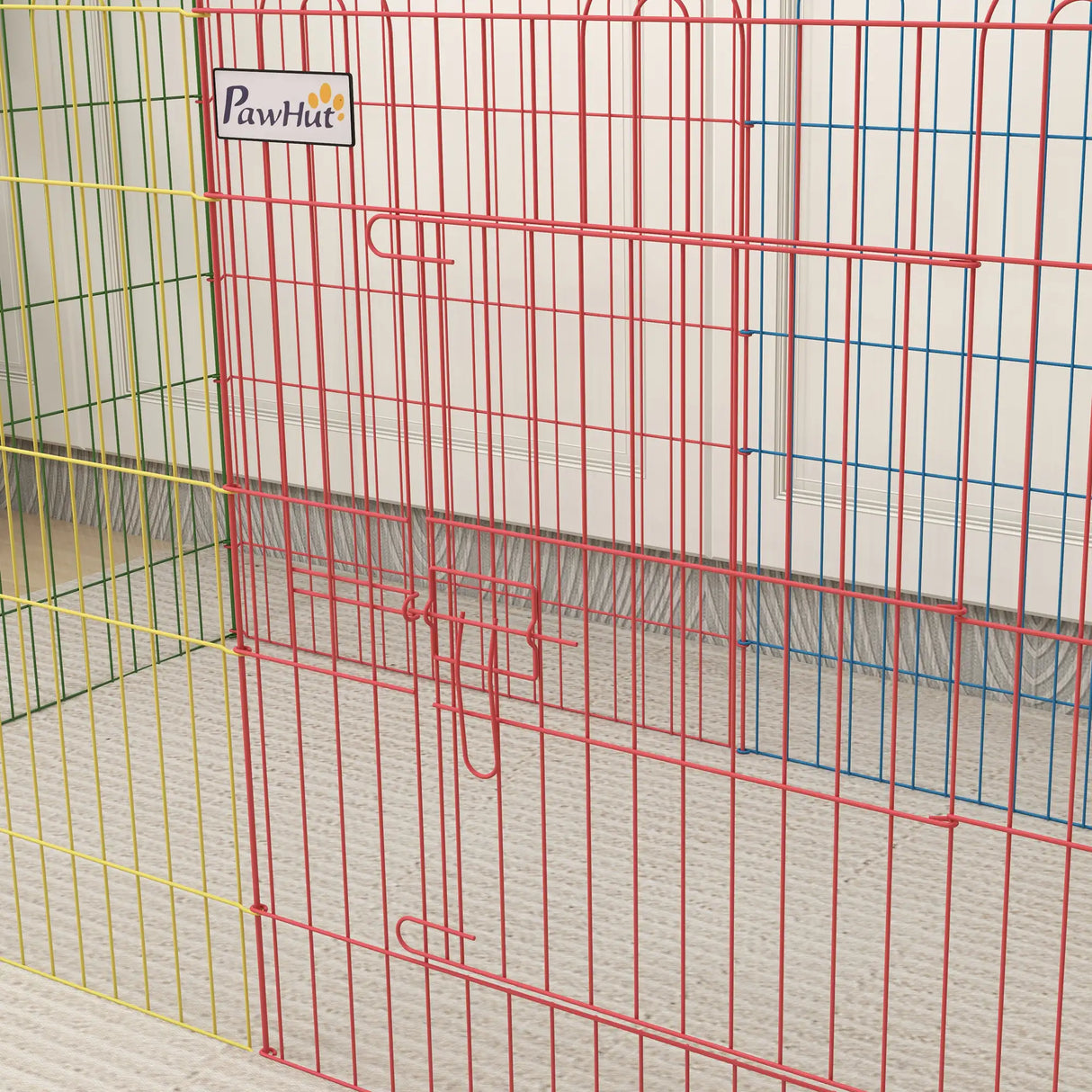 PawHut Pet Playpen Crate, with Eight Panels, Door, for Indoors and Outdoors, 60H x 156cm