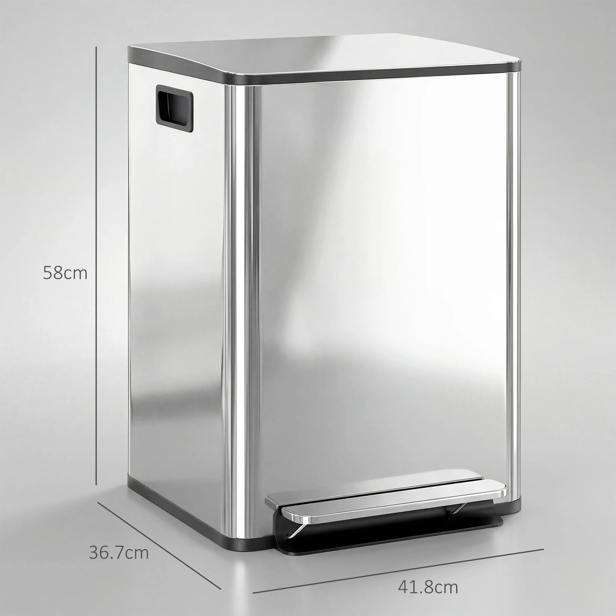 HOMCOM 40L Dual Compartment Stainless Steel Bin, with Deodoriser Holders - Silver Tone