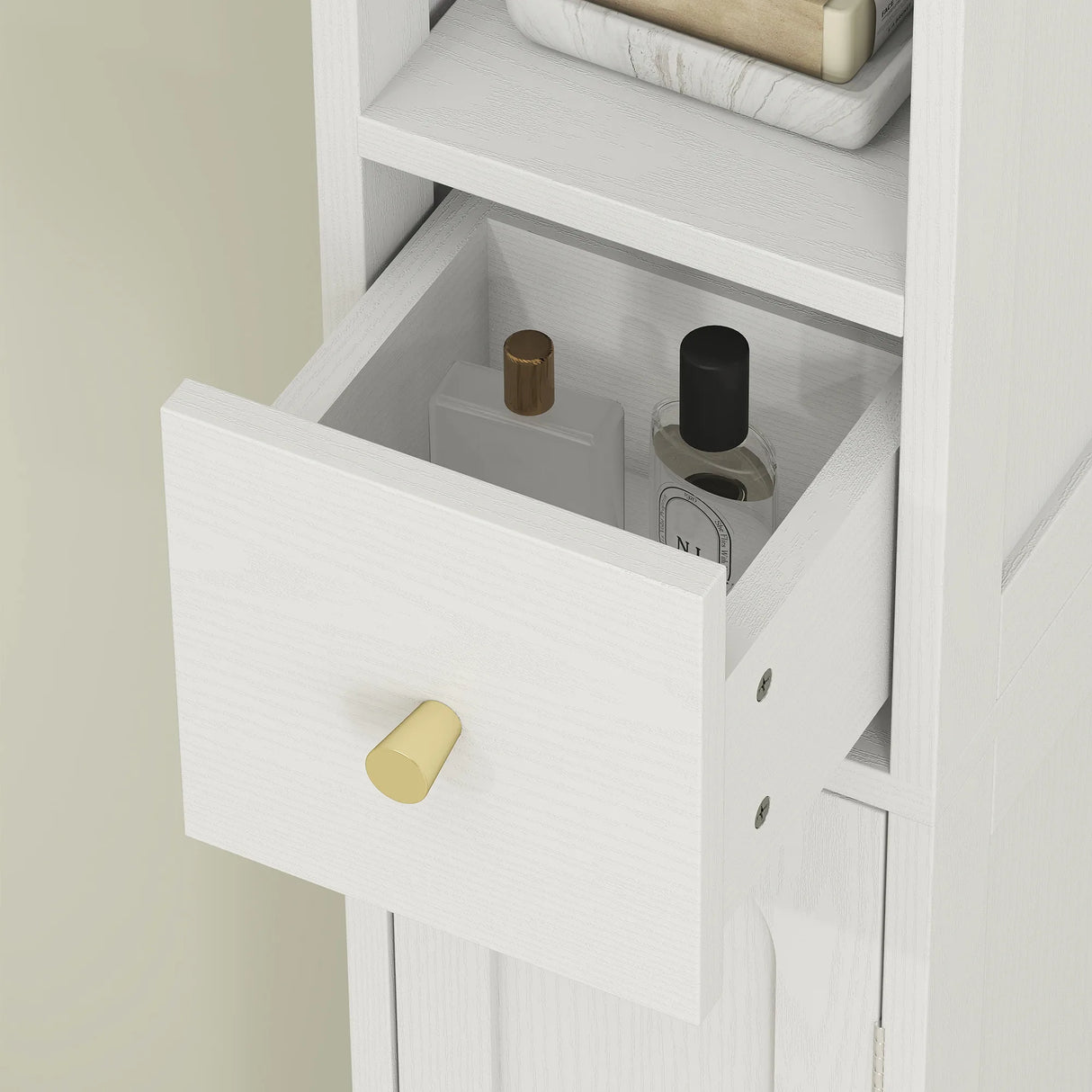 HOMCOM 185 cm Tall Bathroom Cabinet with Arched Doors - White