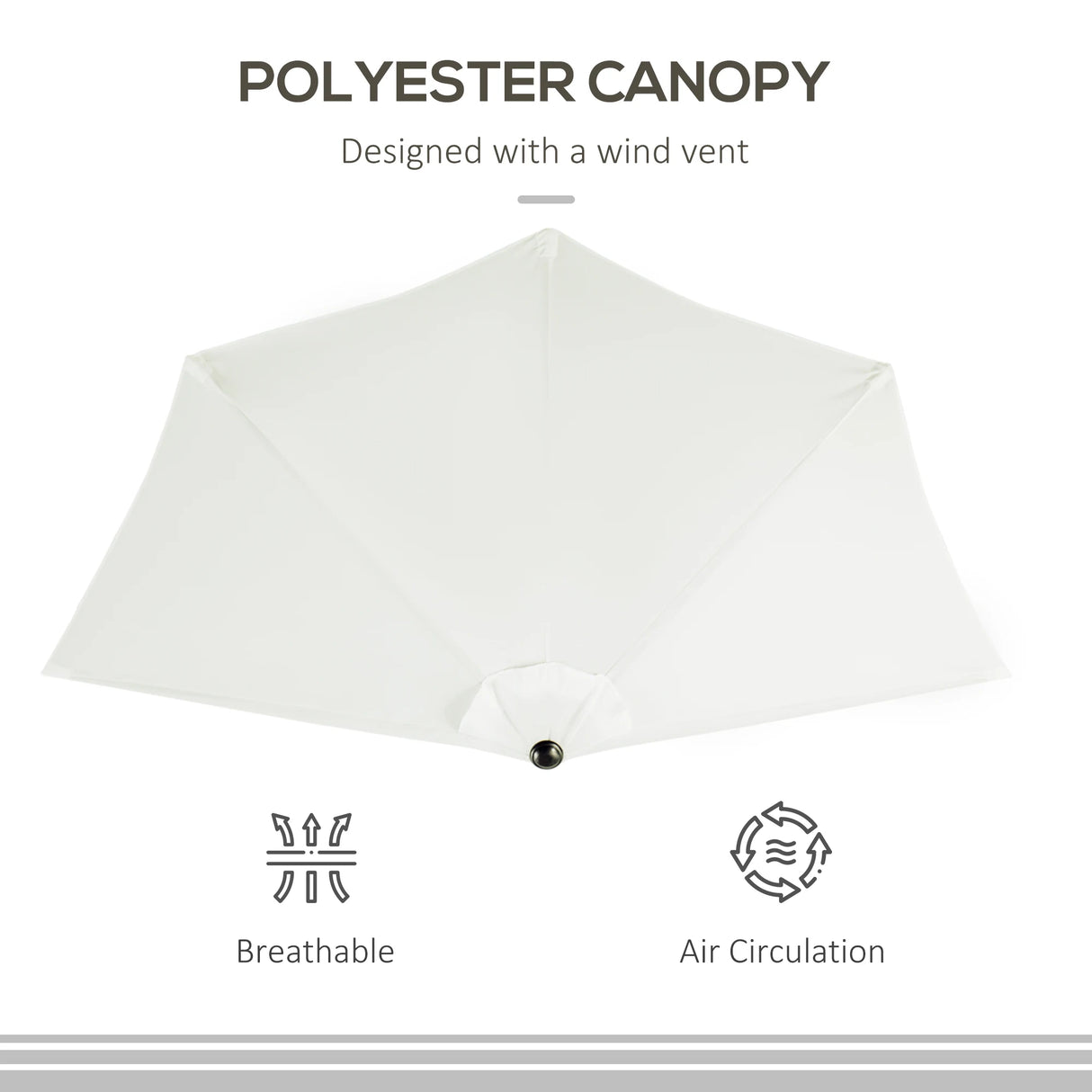 Outsunny 2.7m Garden Half Parasol, Outdoor Balcony Umbrella with 5 Steel Ribs, Patio Sun Shade, Cream White