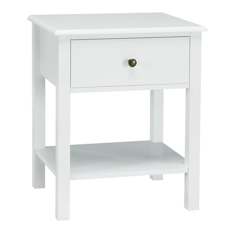 Modern Nightstand with Drawer and Shelf for Bedroom-White