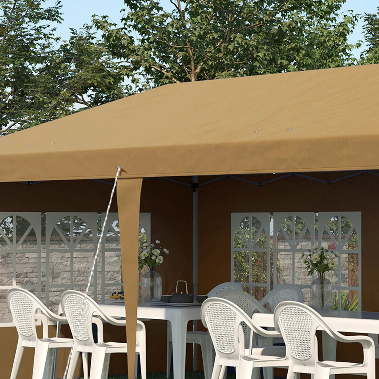Outsunny 3 x 6m Pop-Up Gazebo, with Removable Walls - Khaki