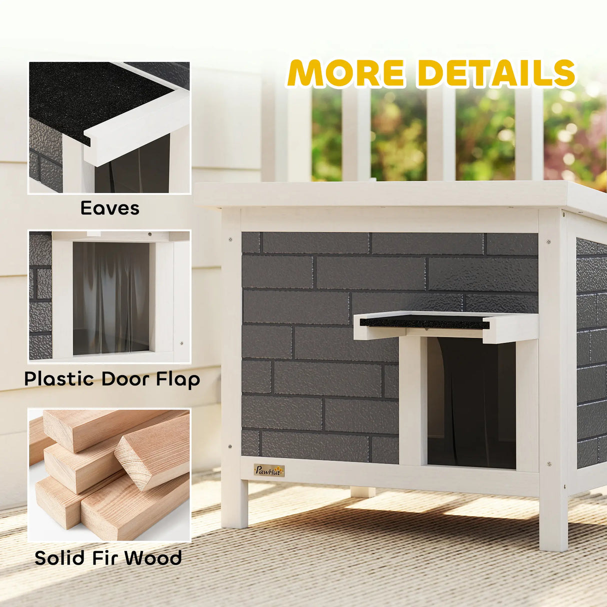 PawHut Outdoor Cat House Insulated with Openable Roof, Weatherproof Feral Cat Shelter for Rabbits, Cats, Grey