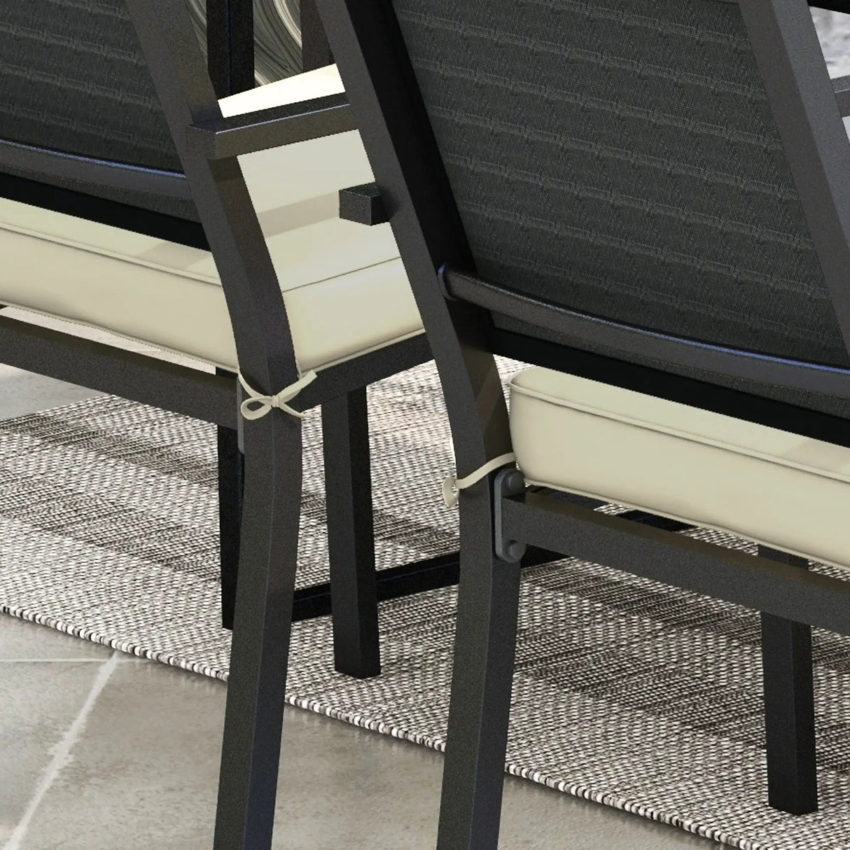 Outsunny 4-Piece Seat Cushions Pillow Replacement, Patio Chair Cushions Set with Ties for Indoor Outdoor, Beige