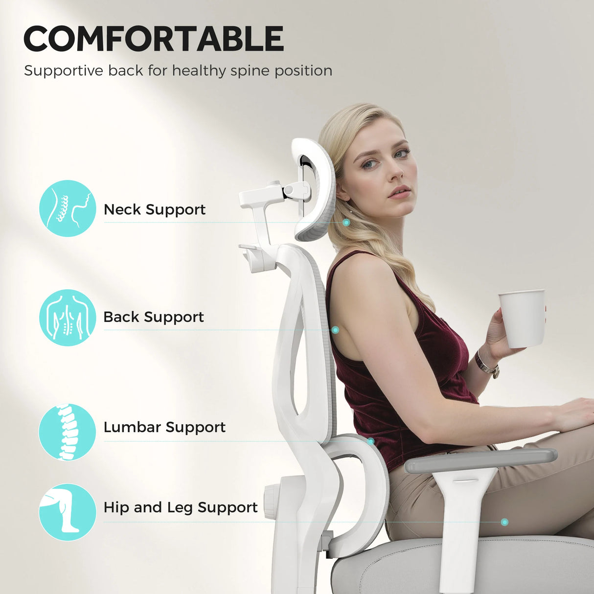HOMCOM Ergonomic and Adjustable Office Chair - Grey