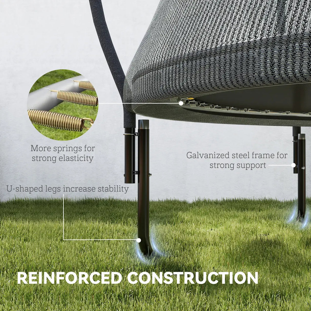 SPORTNOW 10ft Outdoor Trampoline with Enclosure Net, Spring Cover, Black