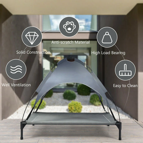 Elevated Pet Cot with Detachable Canopy Shade & Sturdy Steel Frame-XL