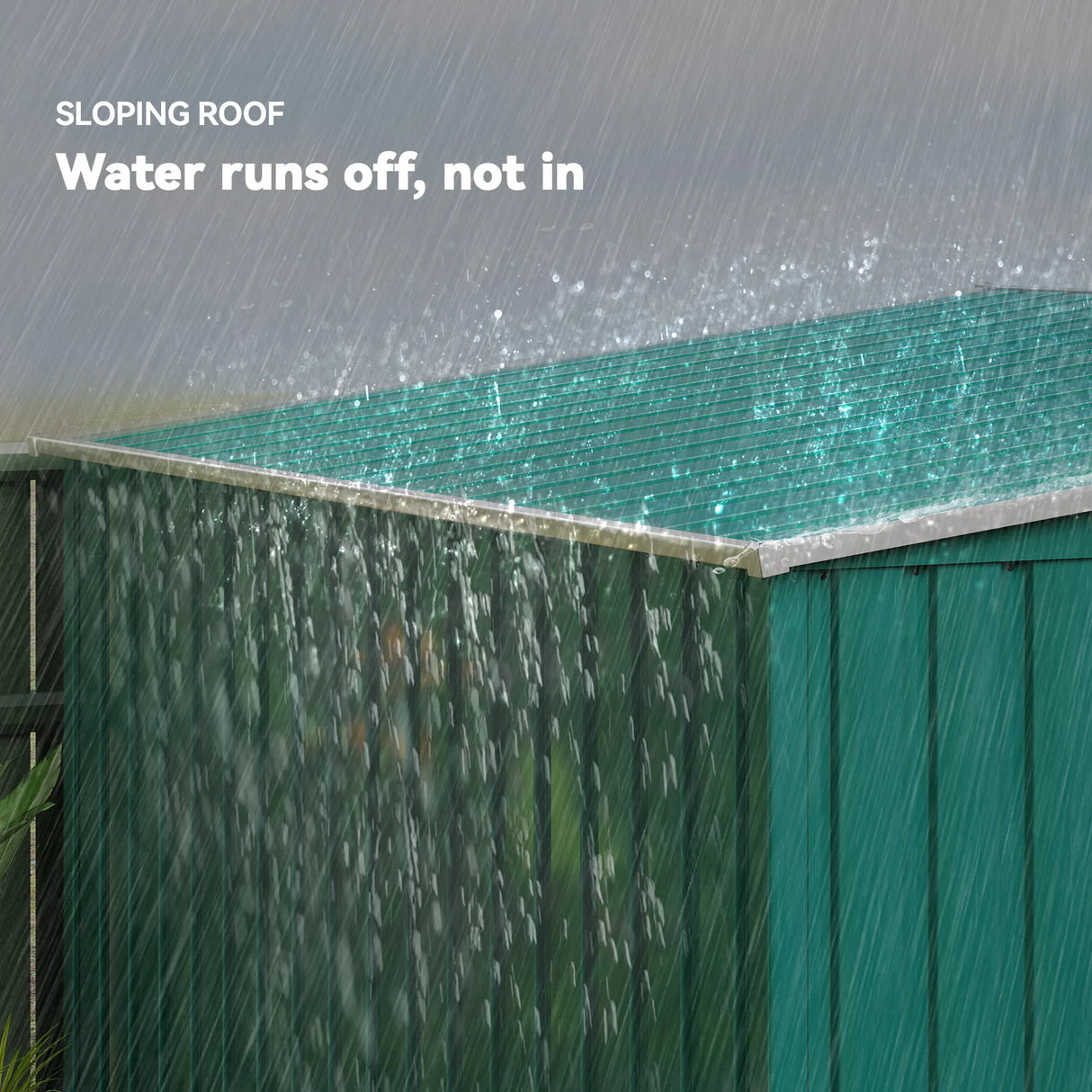 Outsunny 7 x 5ft Galvanised Metal Shed, with Sliding Door - Green