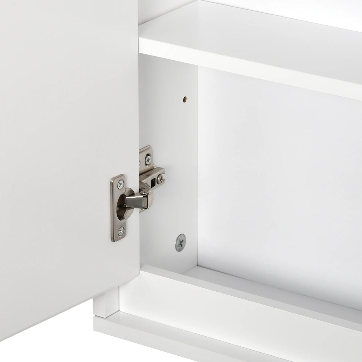 HOMCOM Bathroom Mirror Cabinet Wall Mounted Storage Shelf Bathroom Cupboard Double Door, White