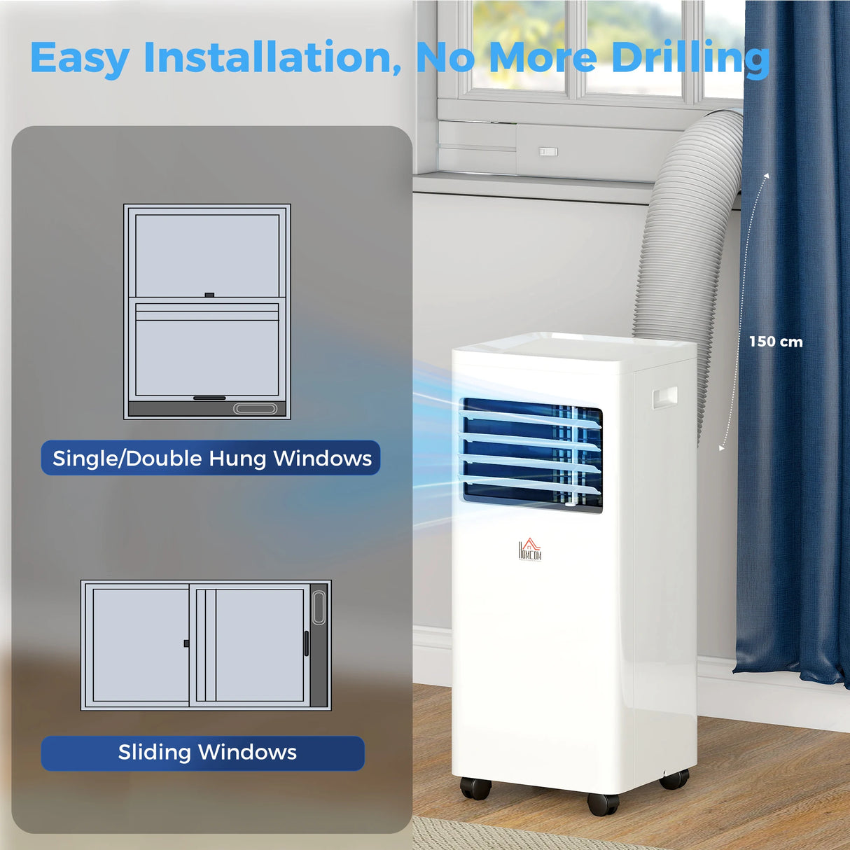 HOMCOM Portable Air Conditioner 9000 BTU, Air Conditioning Unit with Digital Display for Room up to 28m2