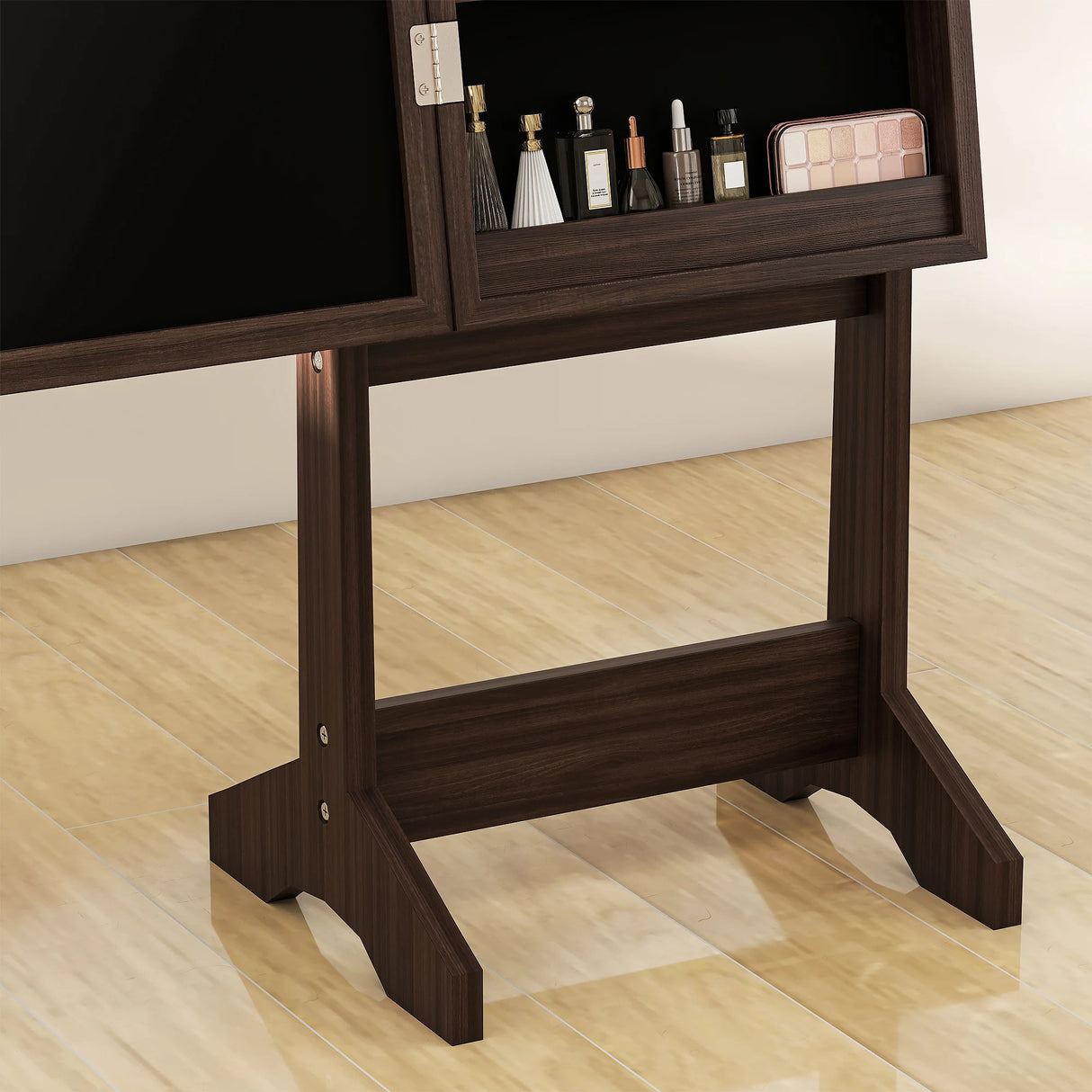 HOMCOM Freestanding Mirrored Jewellery Storage Cabinet - Dark Brown