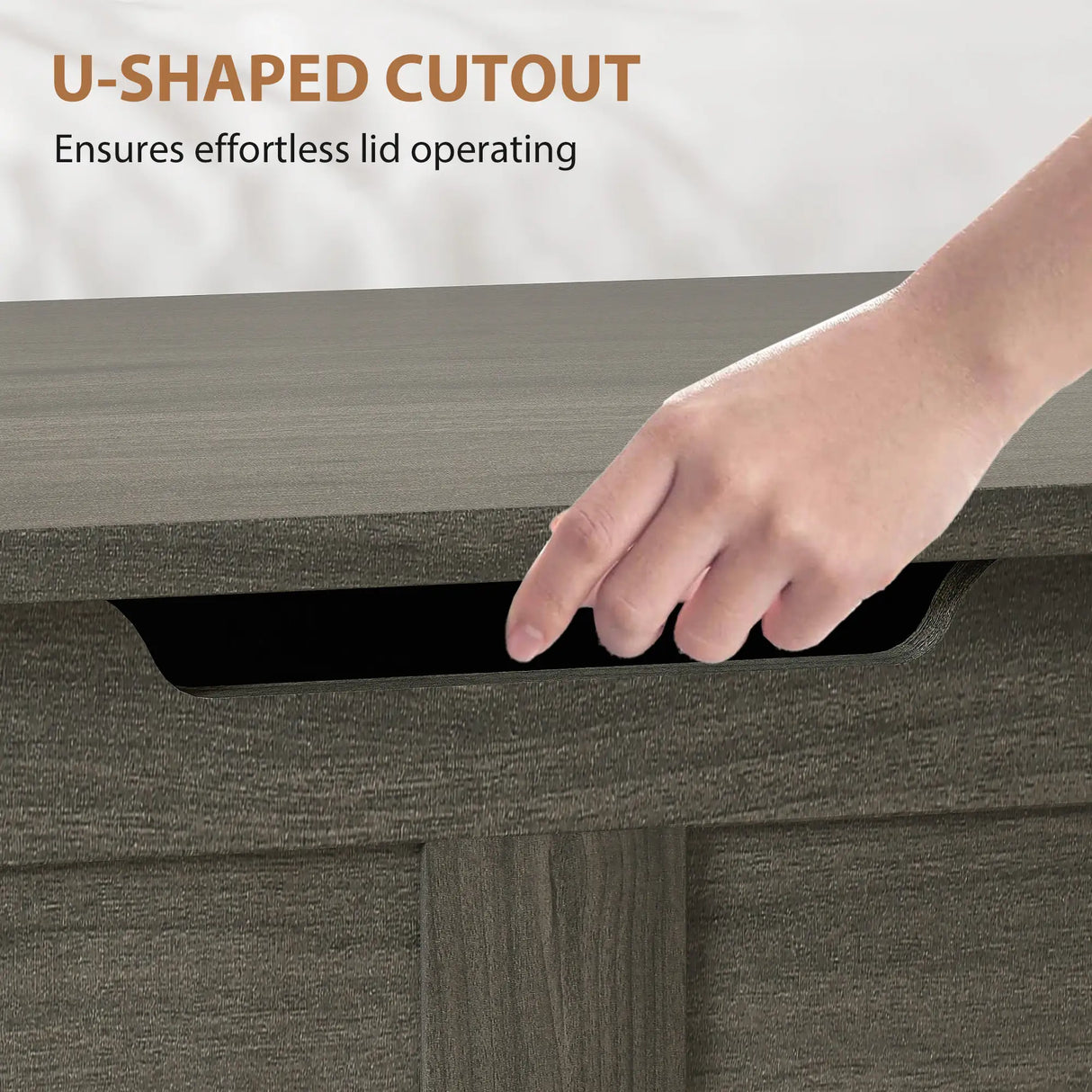 HOMCOM 100L Home Storage Box, with Safety Hinges - Charcoal Grey