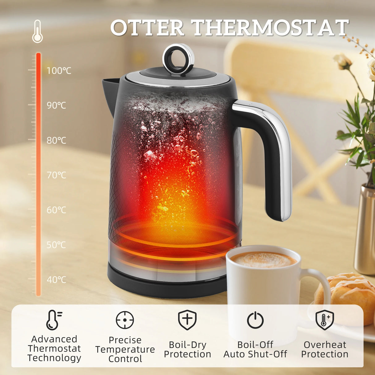 HOMCOM Sleek Textured Kettle and Four-Slice Toaster Set - Black