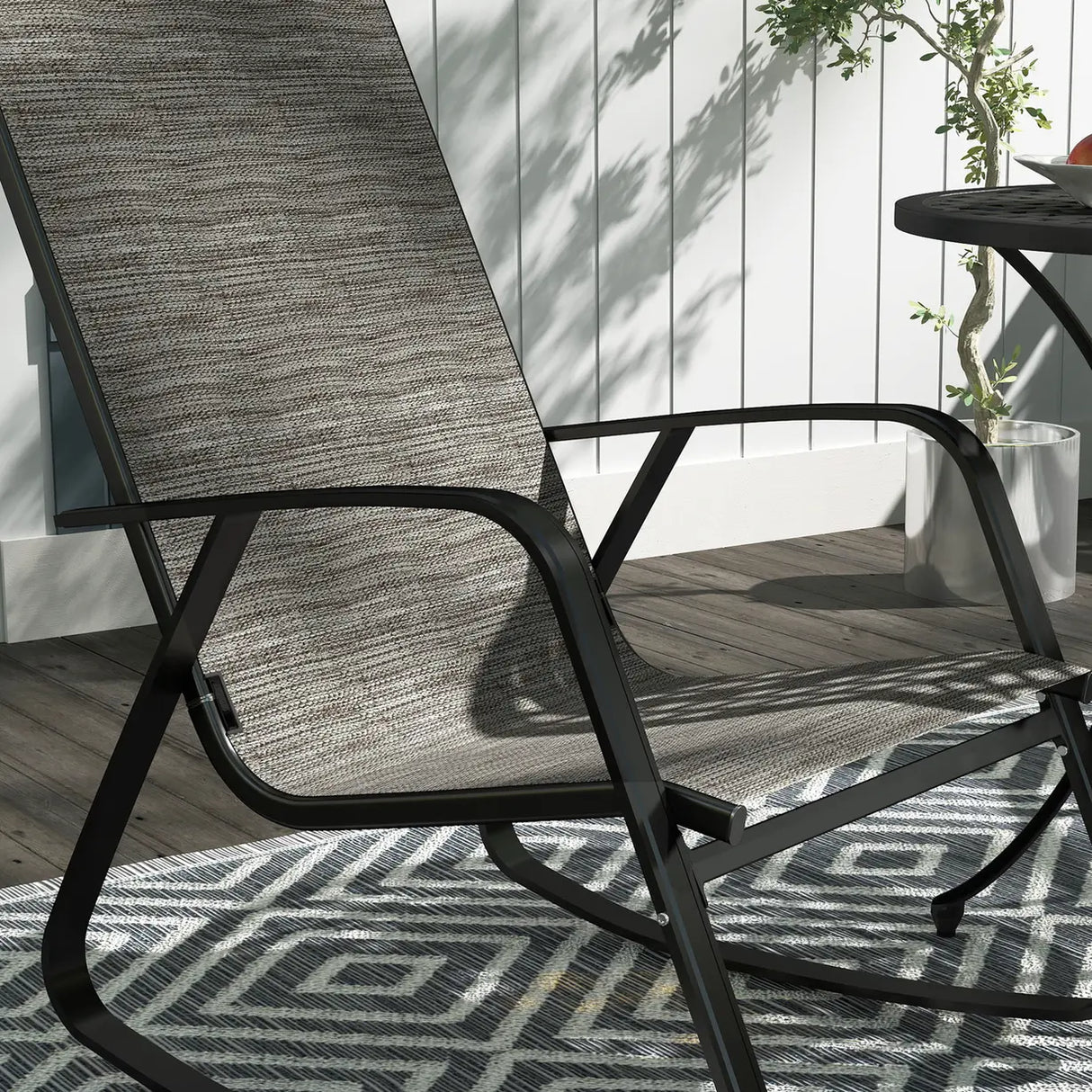 Outsunny Rocking Garden Chair - Light Brown