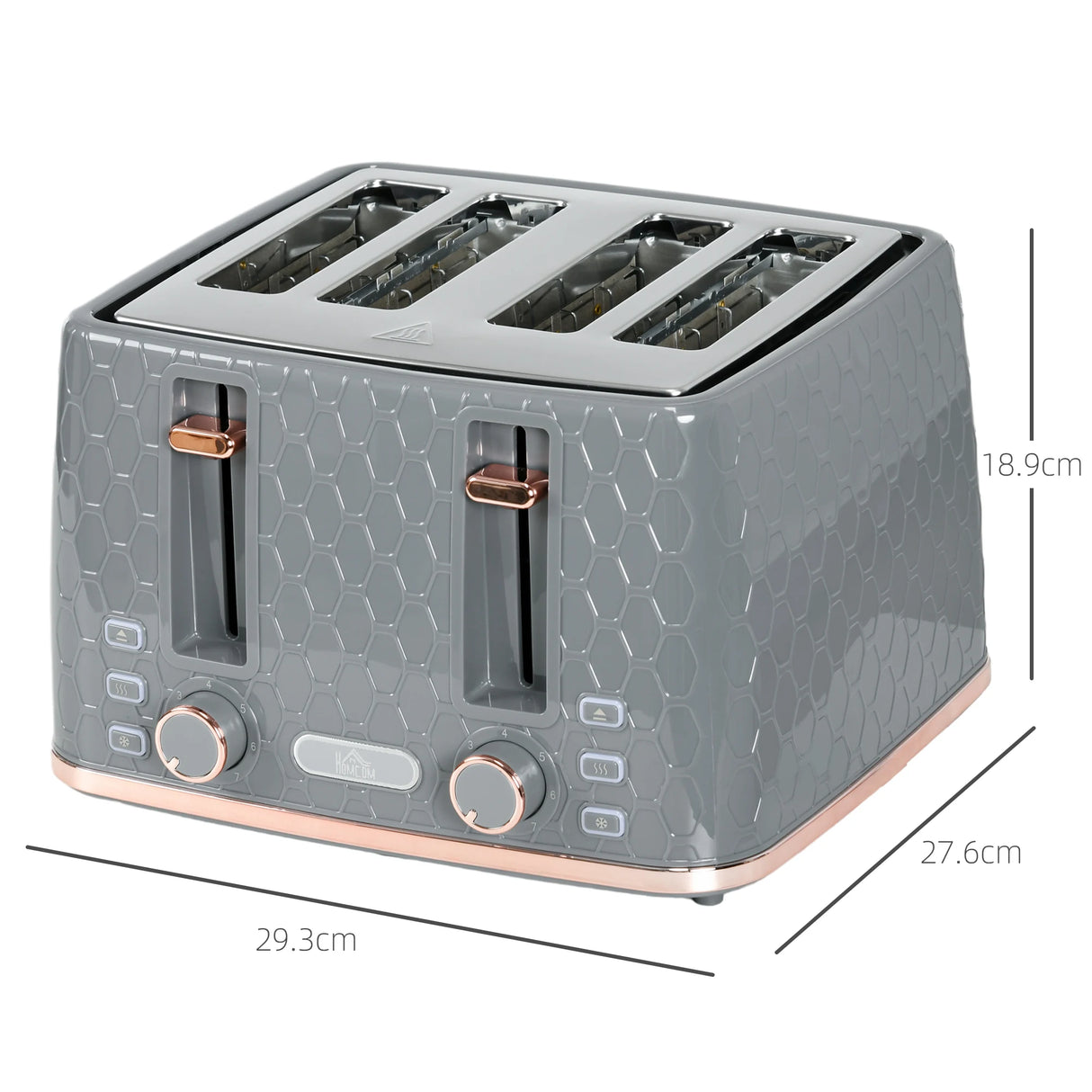 HOMCOM Four-Slice Honeycomb Toaster - Grey