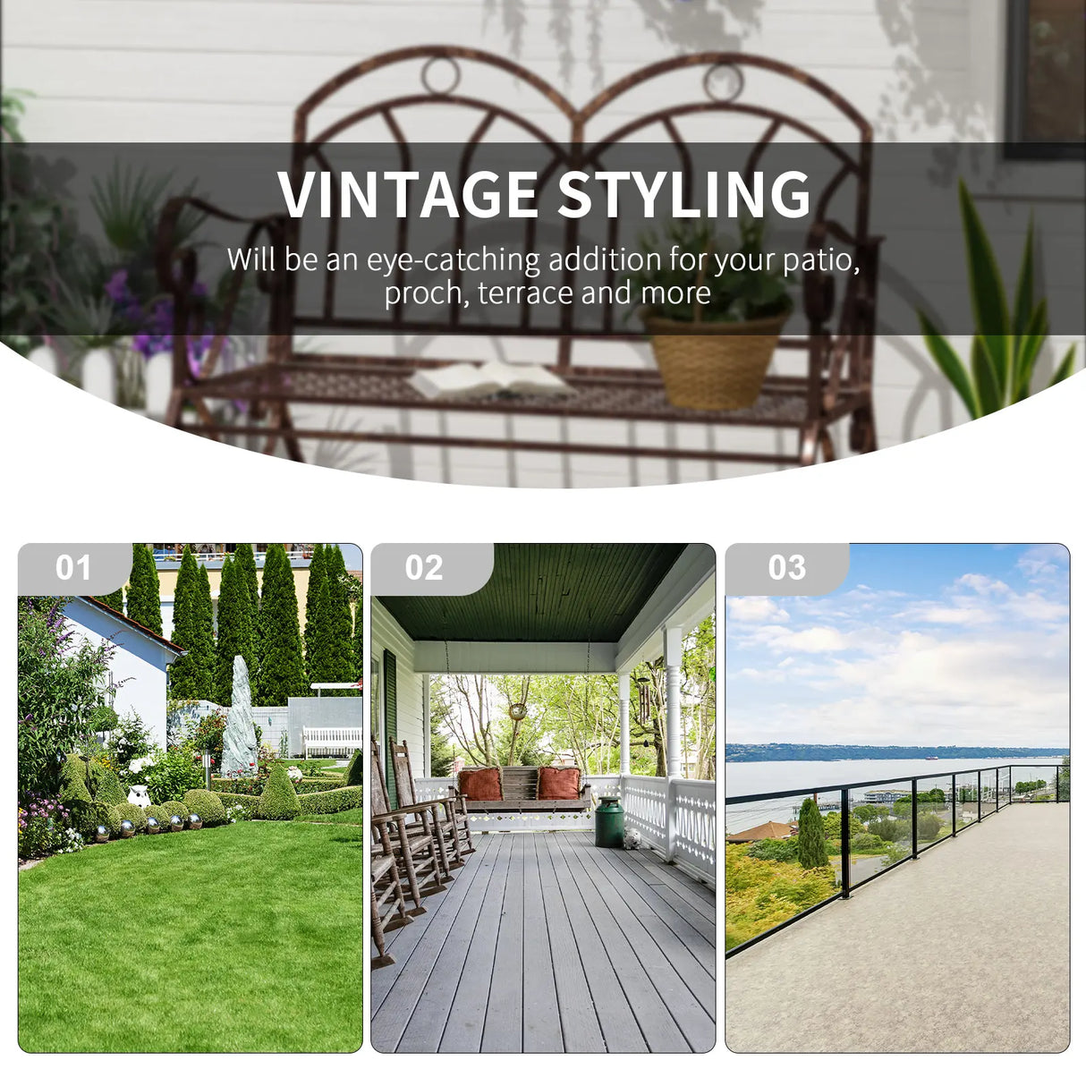 Outdoor Iron Rocking Chair-Bronze Red