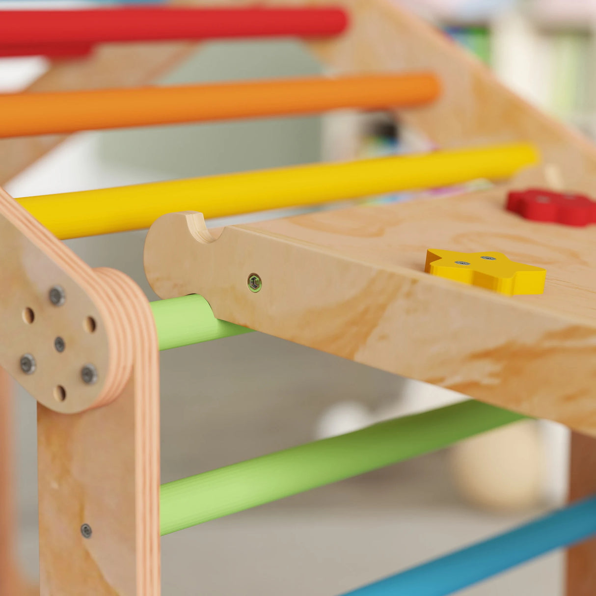 AIYAPLAY 9 in 1 Toddler Climbing Frame with Ramp, Slide, Arch, Ladder, Blackboard for 18-48 Months