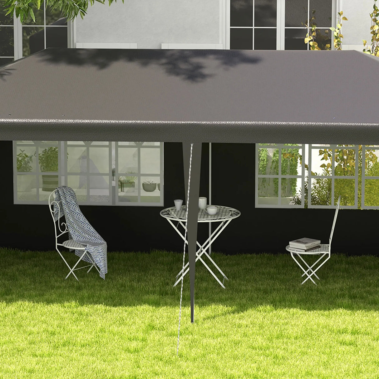 Outsunny 2.95 x 5.83 m Semi-Open Gazebo - Dark Grey