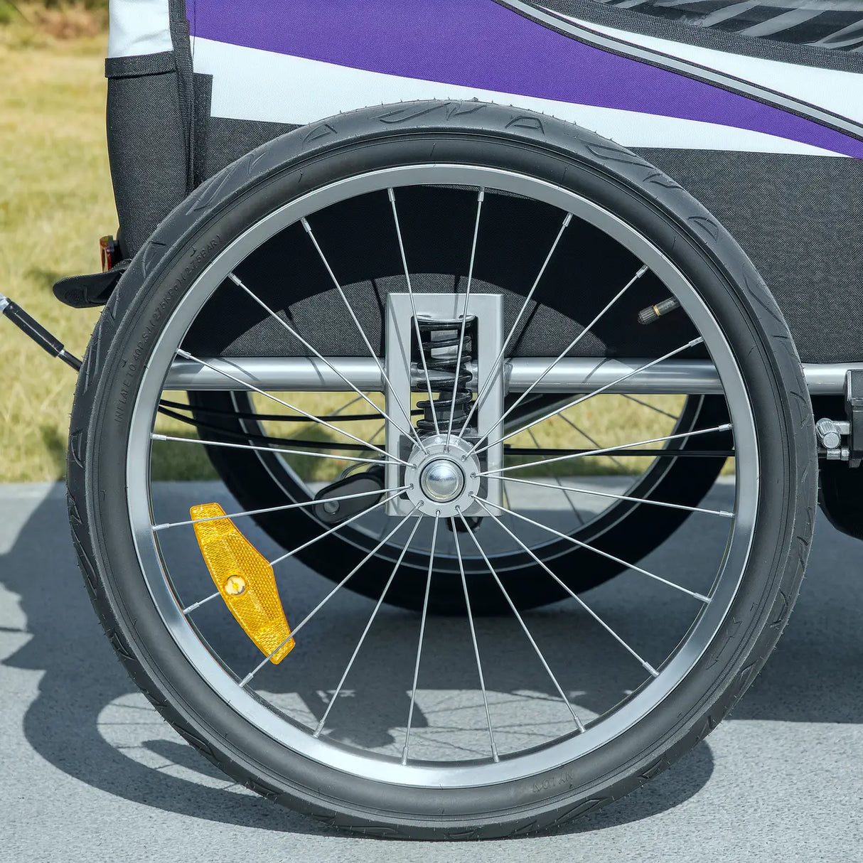 HOMCOM Baby Bike Trailer with 5 Point Harness, Steel Frame, Reflectors, Safety Flag, Hitch Coupler, Purple