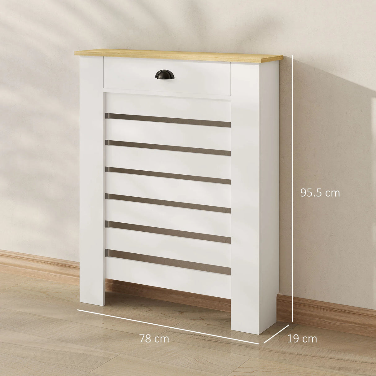HOMCOM 95.5H x 78Wcm Radiator Cover, with Drawer - White