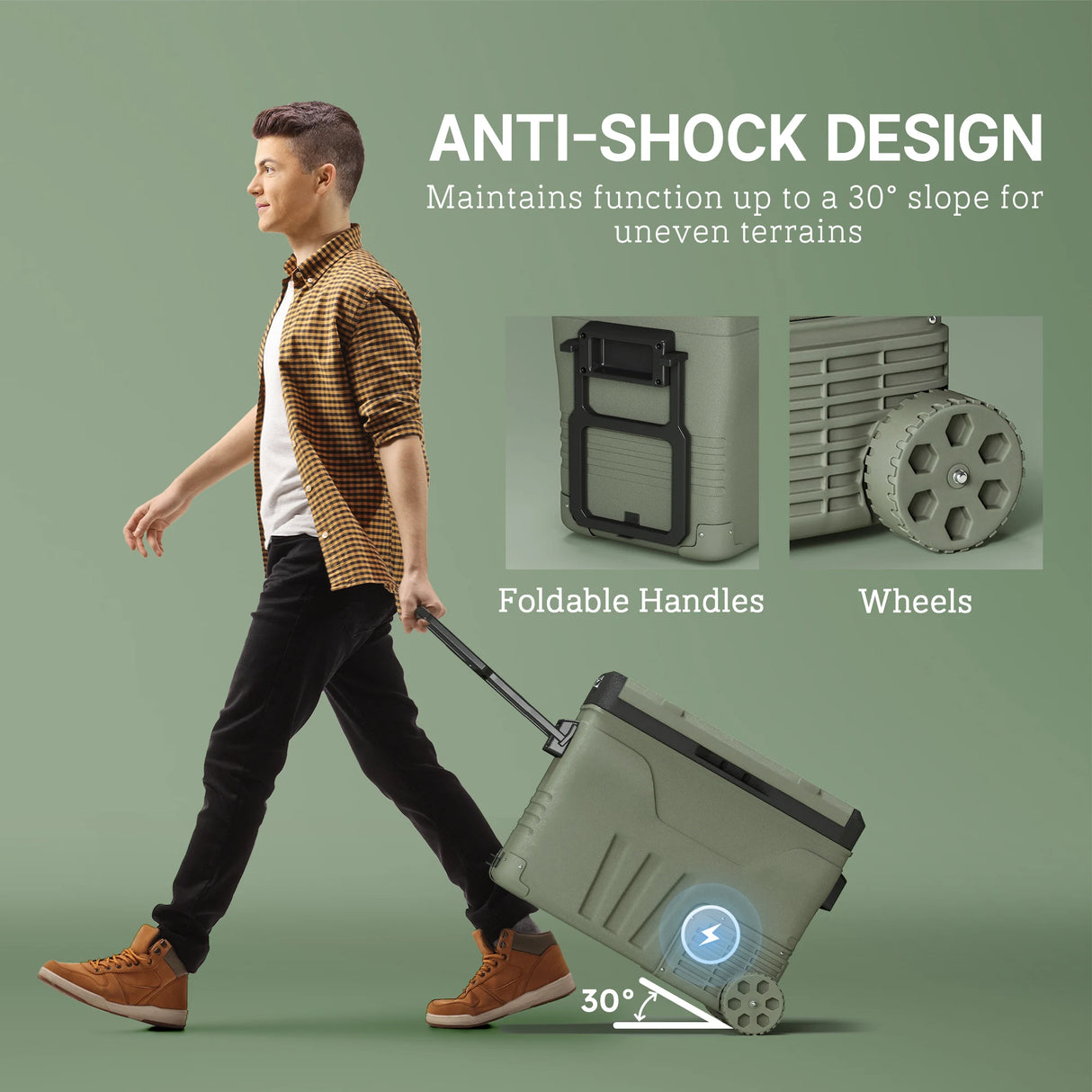 Outsunny 45L Two Compartment Car Fridge Cooler - Green