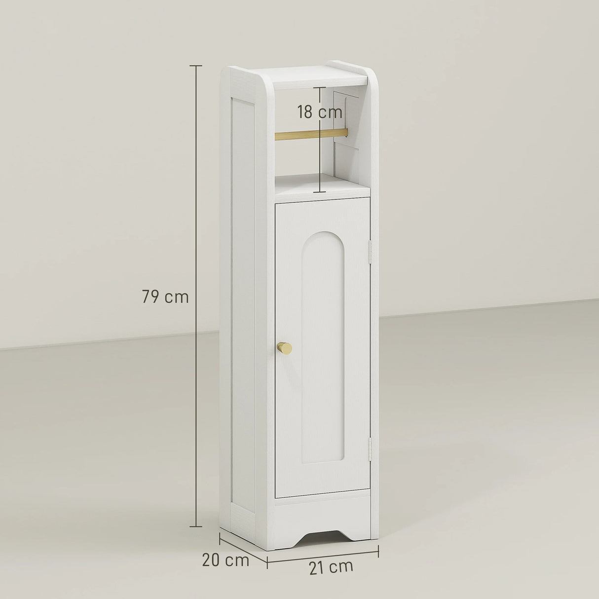 HOMCOM Small Bathroom Storage Cabinet with Toilet Roll Holder - White
