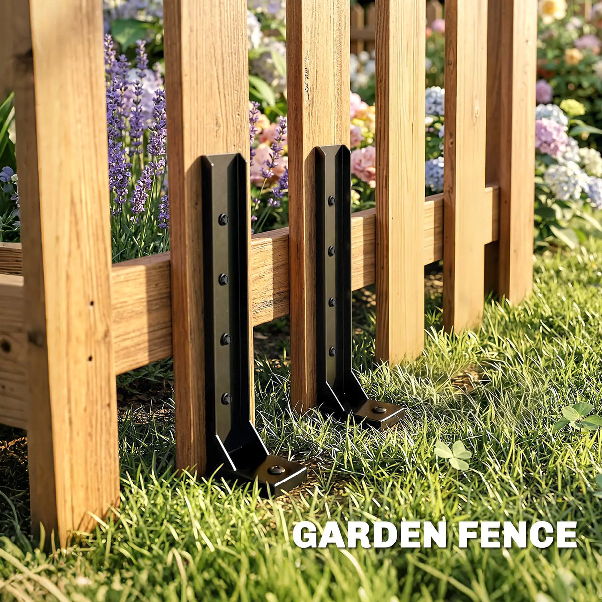 Outsunny 2 Pack Fence Post Repair Kit, 81 cm Metal Fence Post Support with Drill, Garden Ground Spikes for Broken Gate, Posts