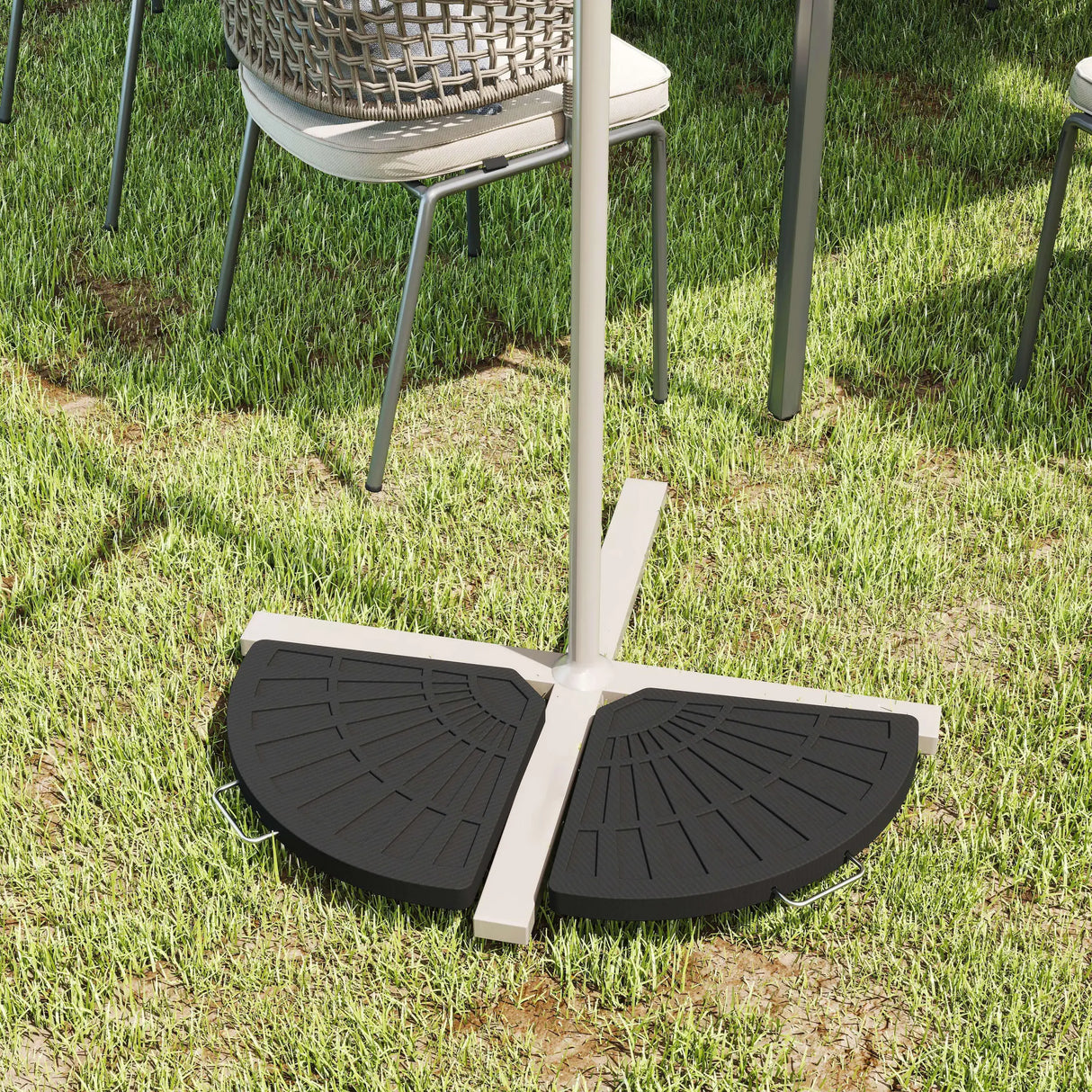 Outsunny 2 Piece Parasol Base, 28kg Resin Umbrella Stand Weights for Cantilever Parasol with Handles, Bronze