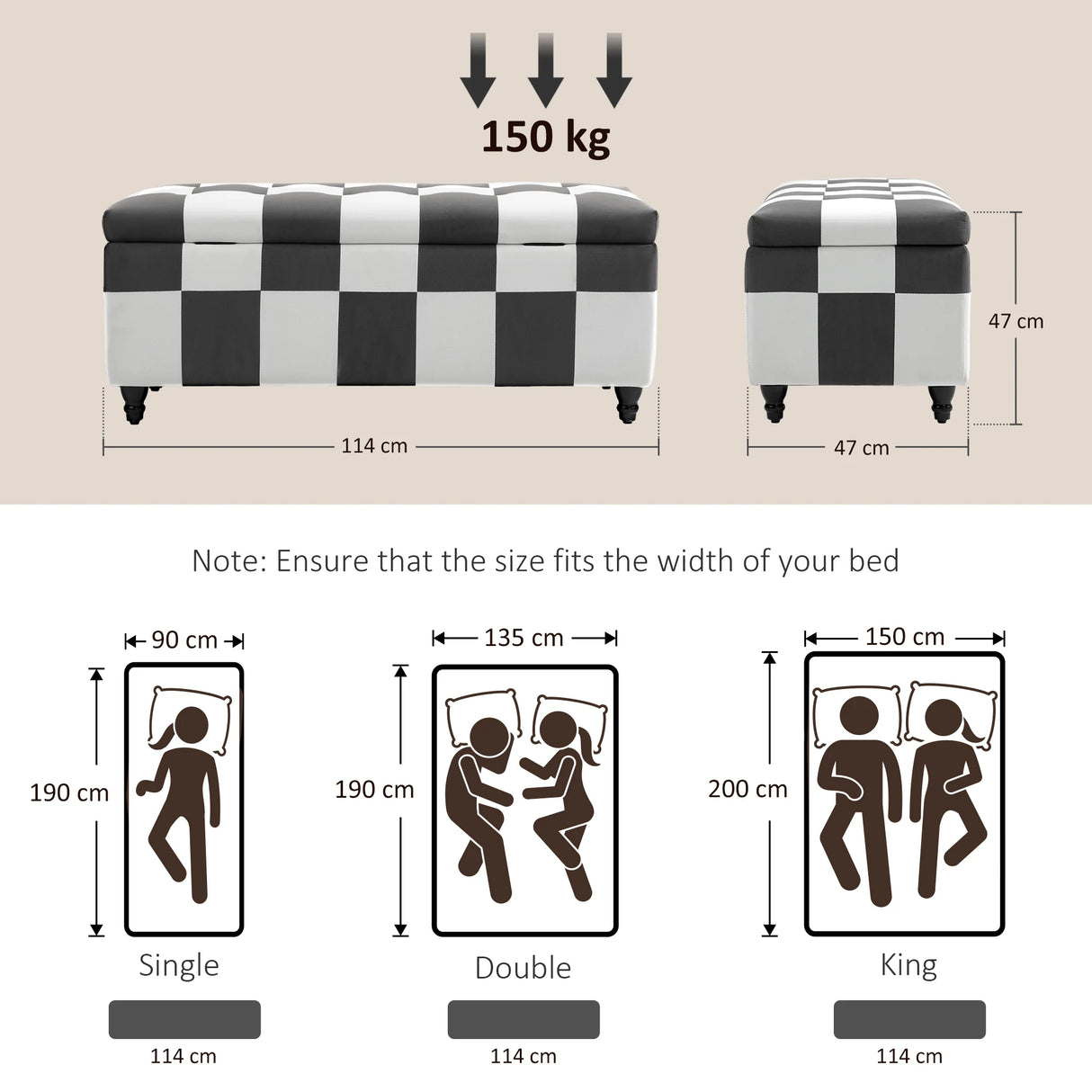 HOMCOM 114 x 47 x 47cm Velvet Storage Ottoman, Button-tufted Footstool Box, Toy Chest with Lid for Living Room, Bedroom, Dark Grey and White