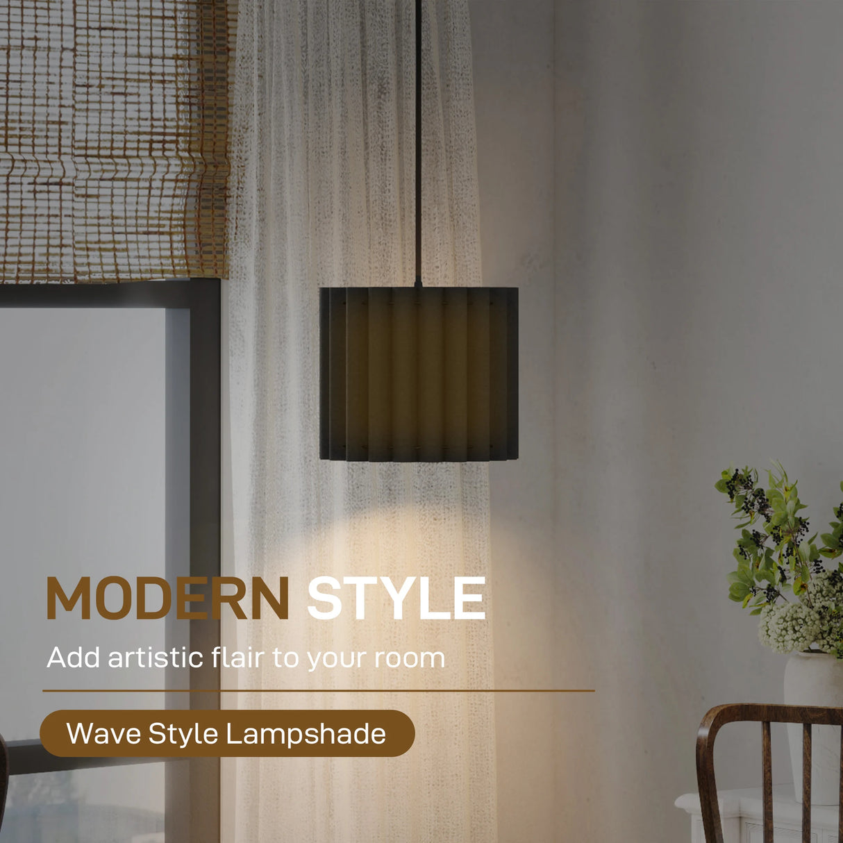 HOMCOM Linen Pendant Light, Bedside Ceiling Lamps with E27 Bulb, Modern Hanging Lights for Living Room, Bedroom, Kitchen, Hallway, Black