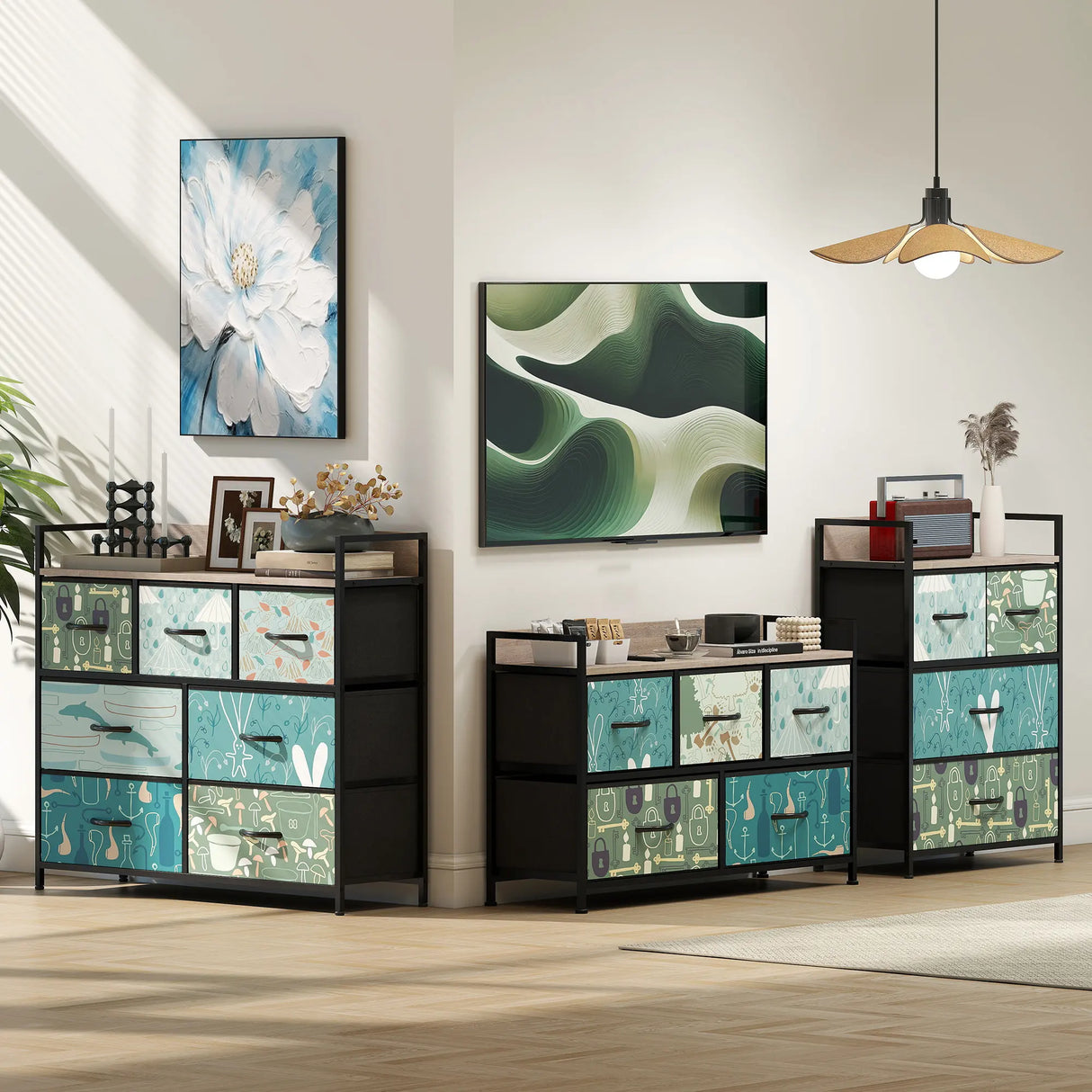 HOMCOM 5-Drawer Chest of Drawers - Blue