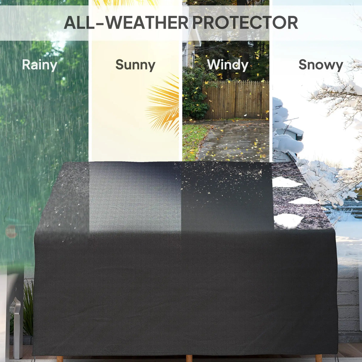 Outsunny 600D Oxford Cloth Furniture Cover, 2 Seater Sofa Protector for Garden Patio, Outdoor, Waterproof, Black, 140L x 84W x 56/94H cm