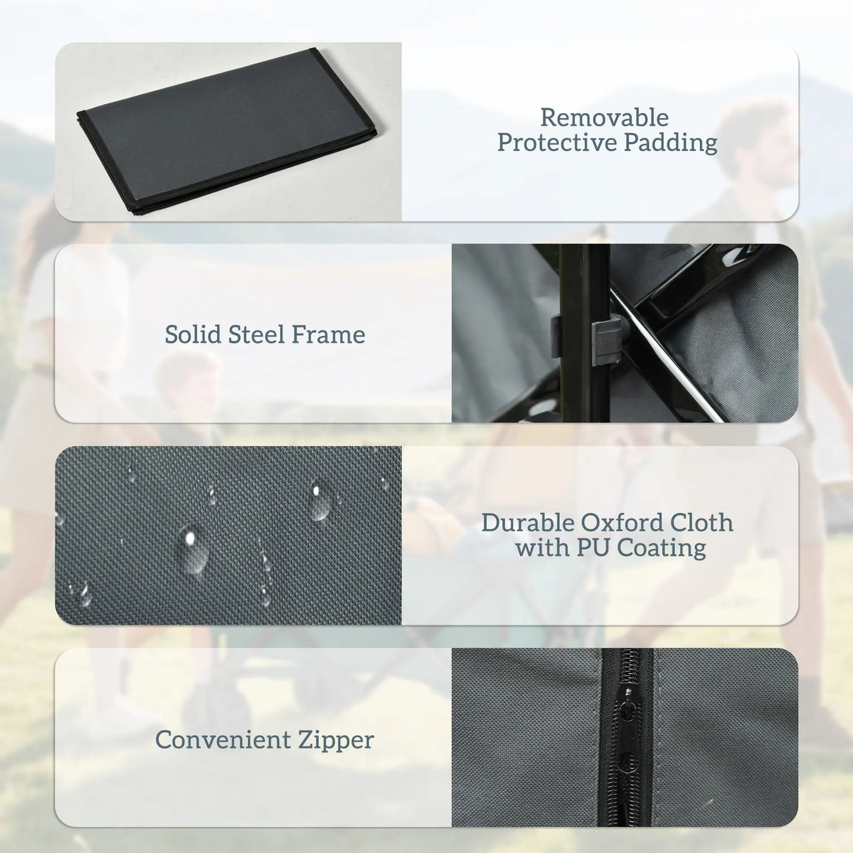 Outsunny Outdoor Pull Along Cart Folding Cargo Wagon Trailer Trolley for Beach Garden with Handle, Anti-Slip Wheel - Dark Grey