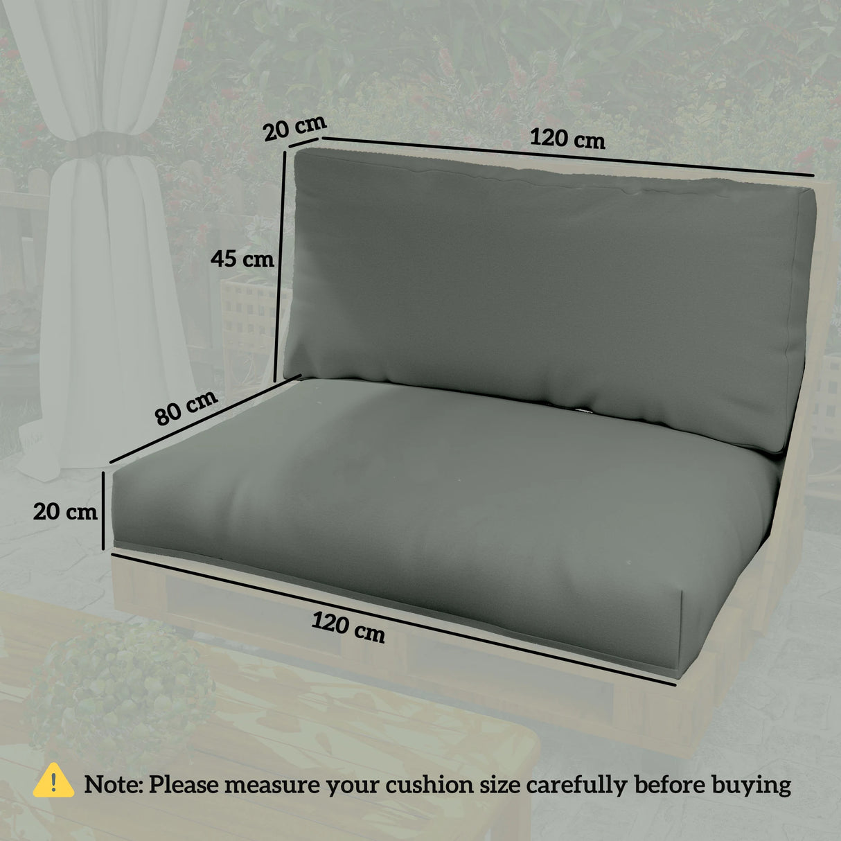 Outsunny Two Piece Seat Pallet and Back Cushions - Charcoal Grey