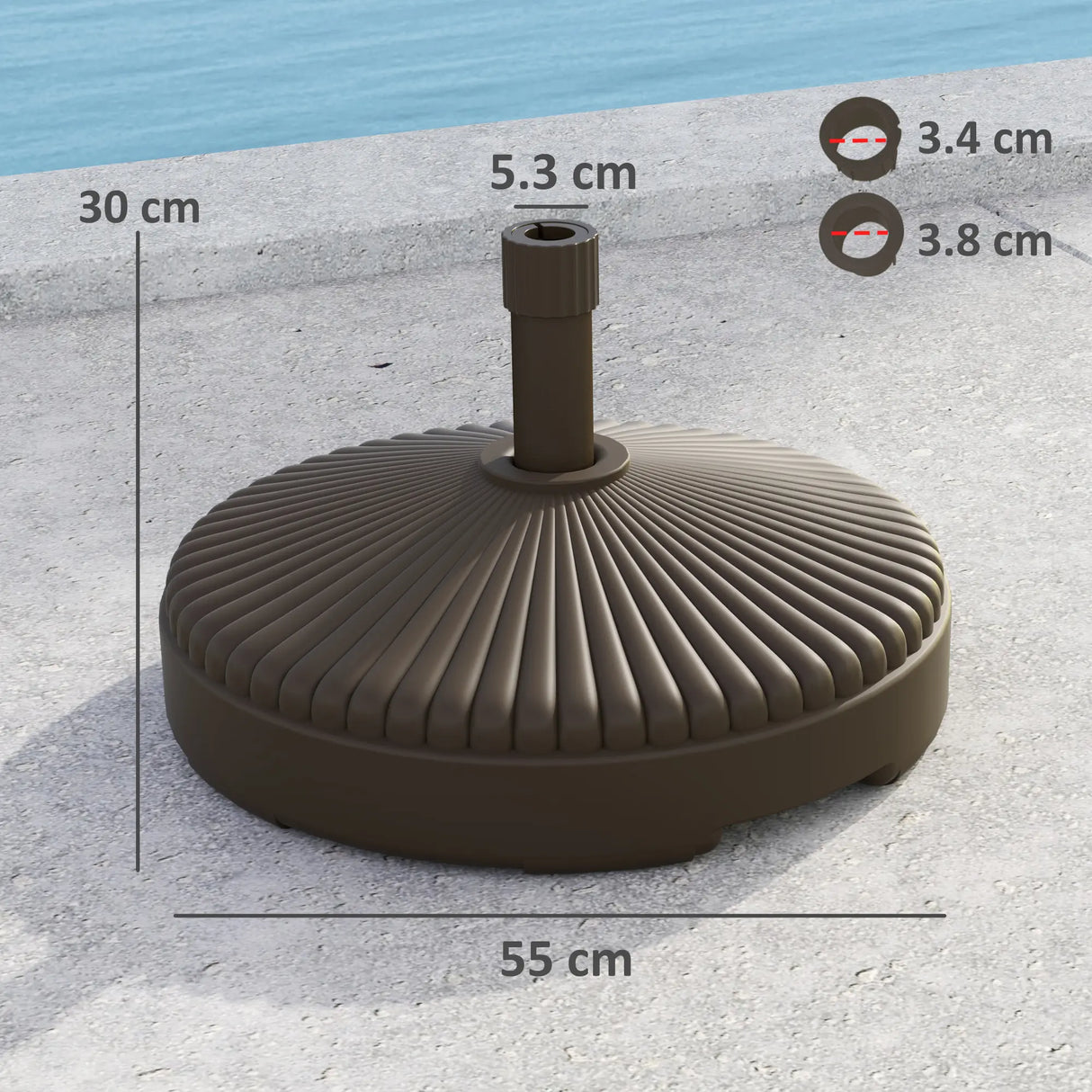 Outsunny Garden Parasol Base Holder, 28kg Sand Filled, 23kg Water Filled, Sun Umbrella Base Outdoor Umbrella Stand Weight, Brown