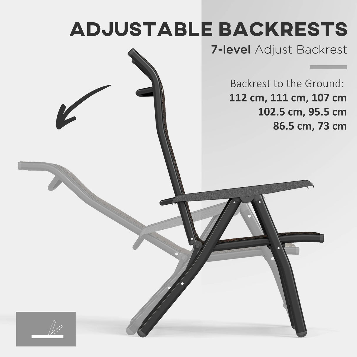 Outsunny Set of Four Folding Garden Chairs, with Seven-Position Adjustable Backs, Dark Brown