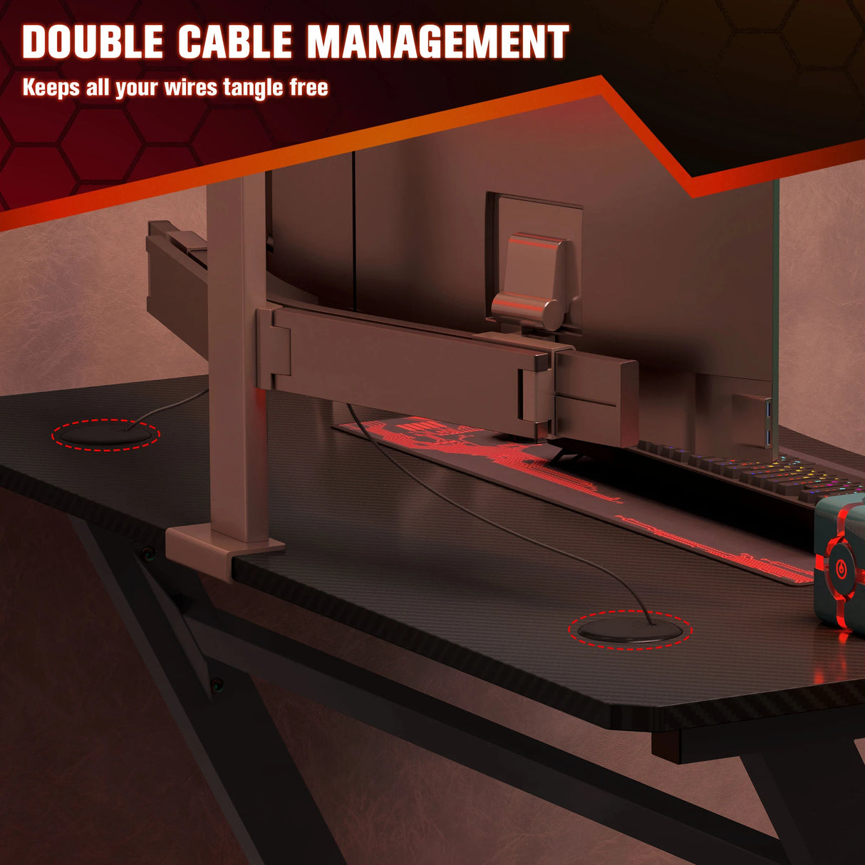 HOMCOM Gaming Desk 120 x 65 cm Steel Frame with Cup Holder, Headphone Hook, Adjustable Feet and Cable Organiser, Home Office Computer Table, Black