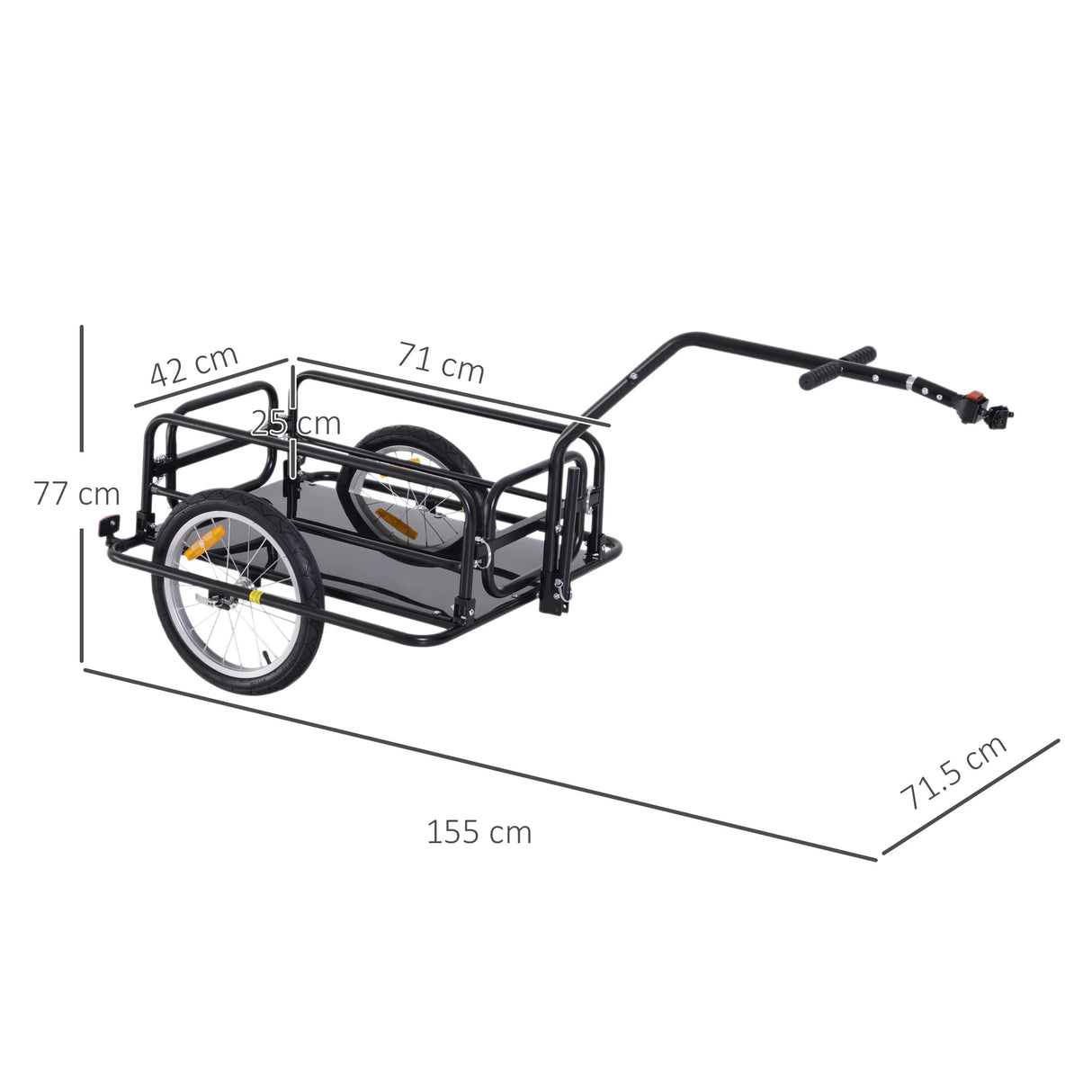 HOMCOM Bike Cargo Trailer Bicycle Trailer Cargo Storage Cart w/ Hitch Cycling Camping Luggage Storage Carrier Transport Steel Black