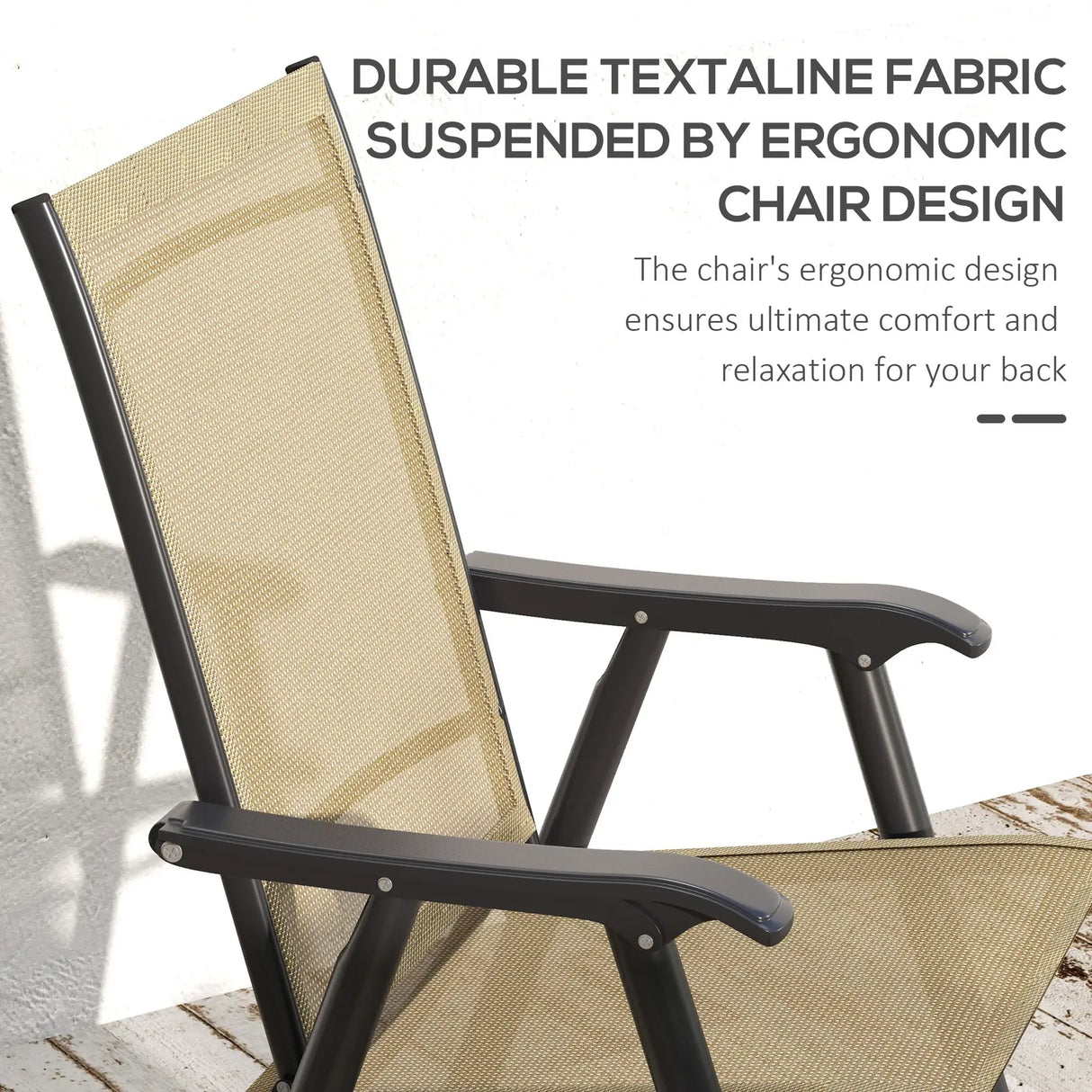 Outsunny Set of Four Folding Garden Chairs - Light Brown