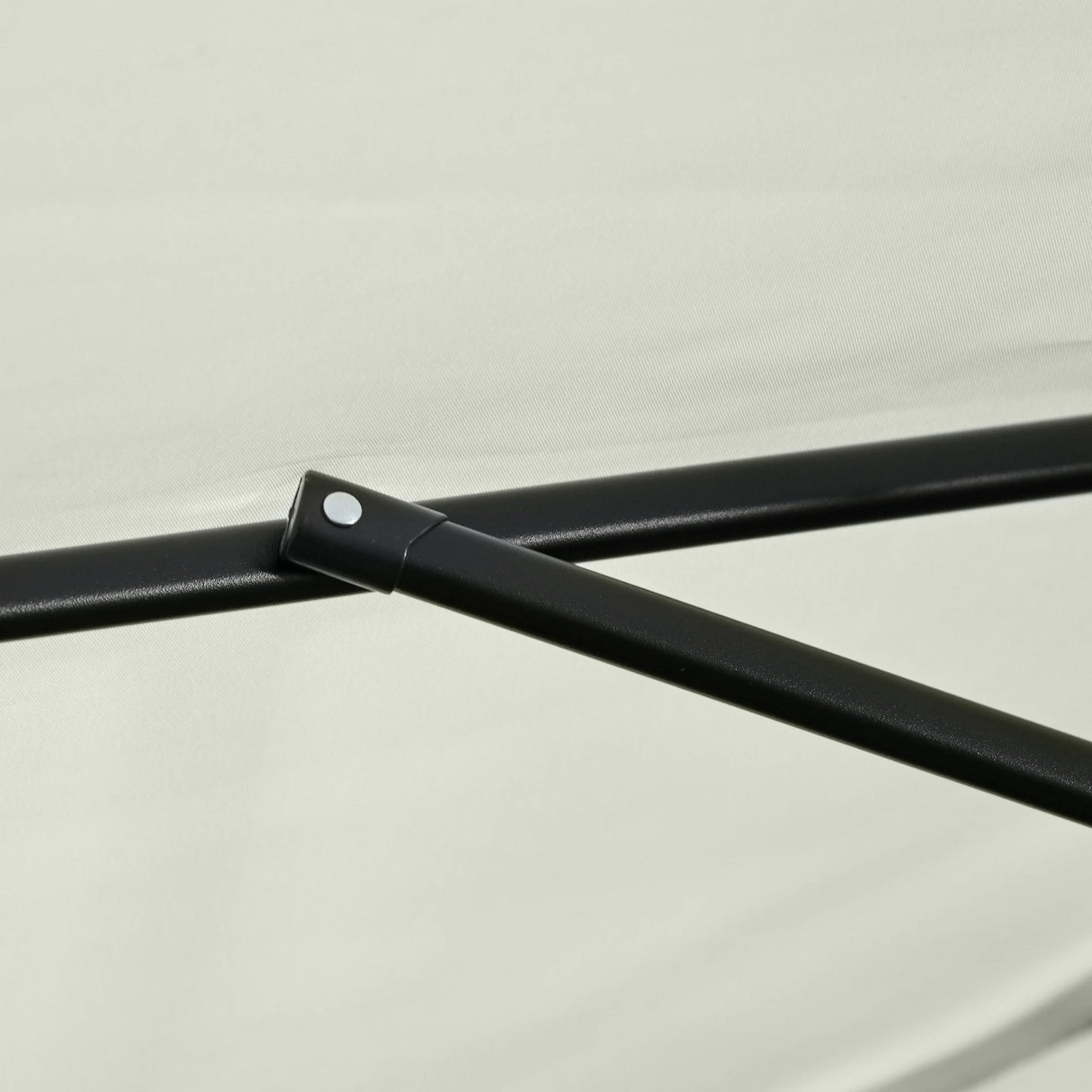 Outsunny 2.3m Half Parasol Semi Round Umbrella Patio Metal Frame Crank Handle for Balcony-- NO BASE INCLUDED, Off-White