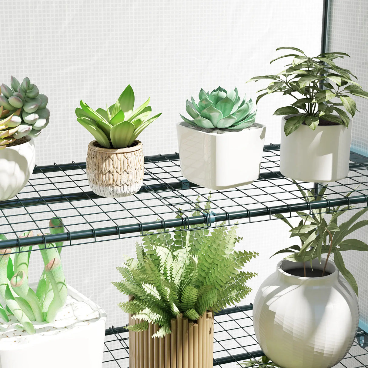 Outsunny Four-Tier Mini Greenhouse - Green/White