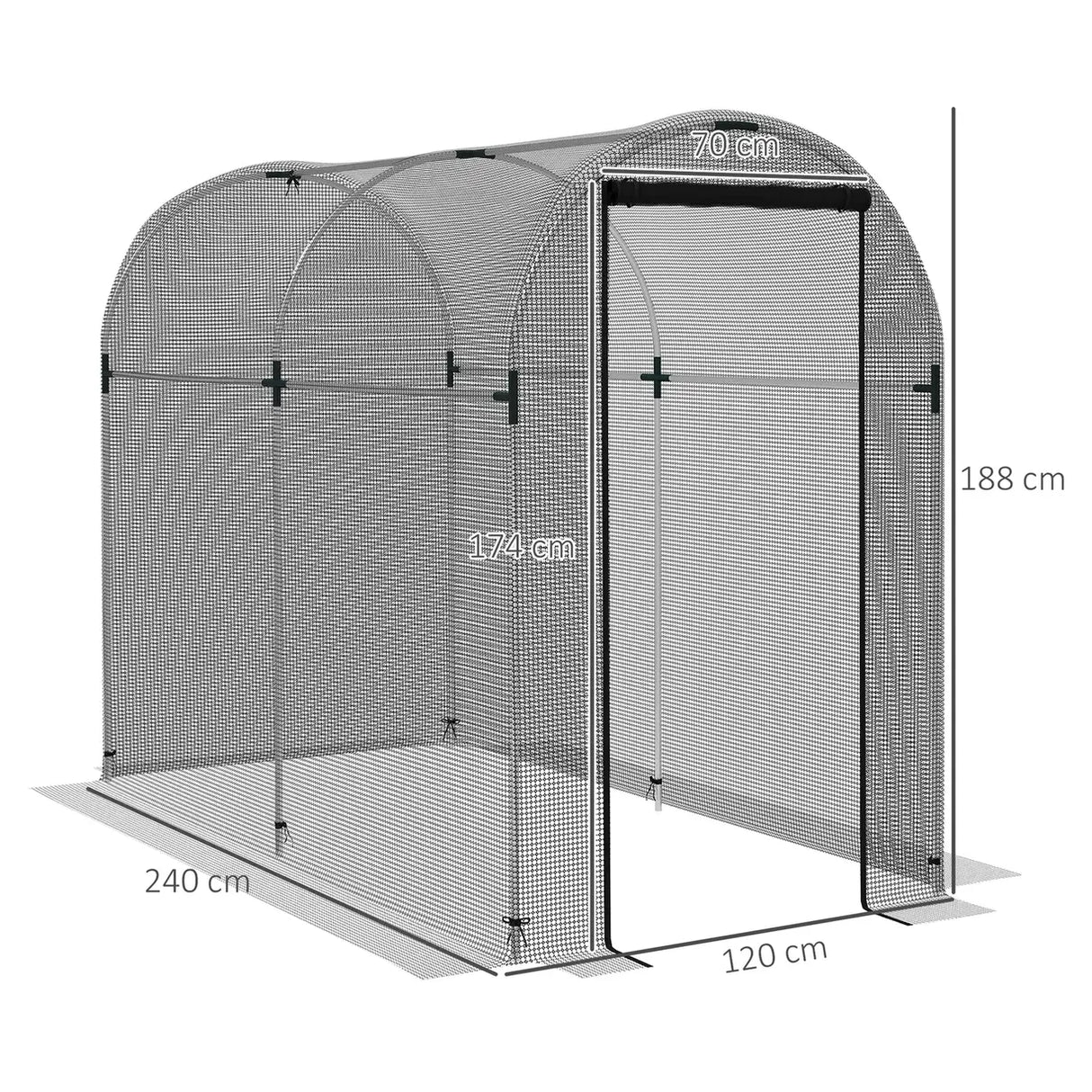 Outsunny Galvanised Steel Fruit Cage, Plant Protection Tent with Zipped Door, 1.2 x 2.4 x 1.9m, Black