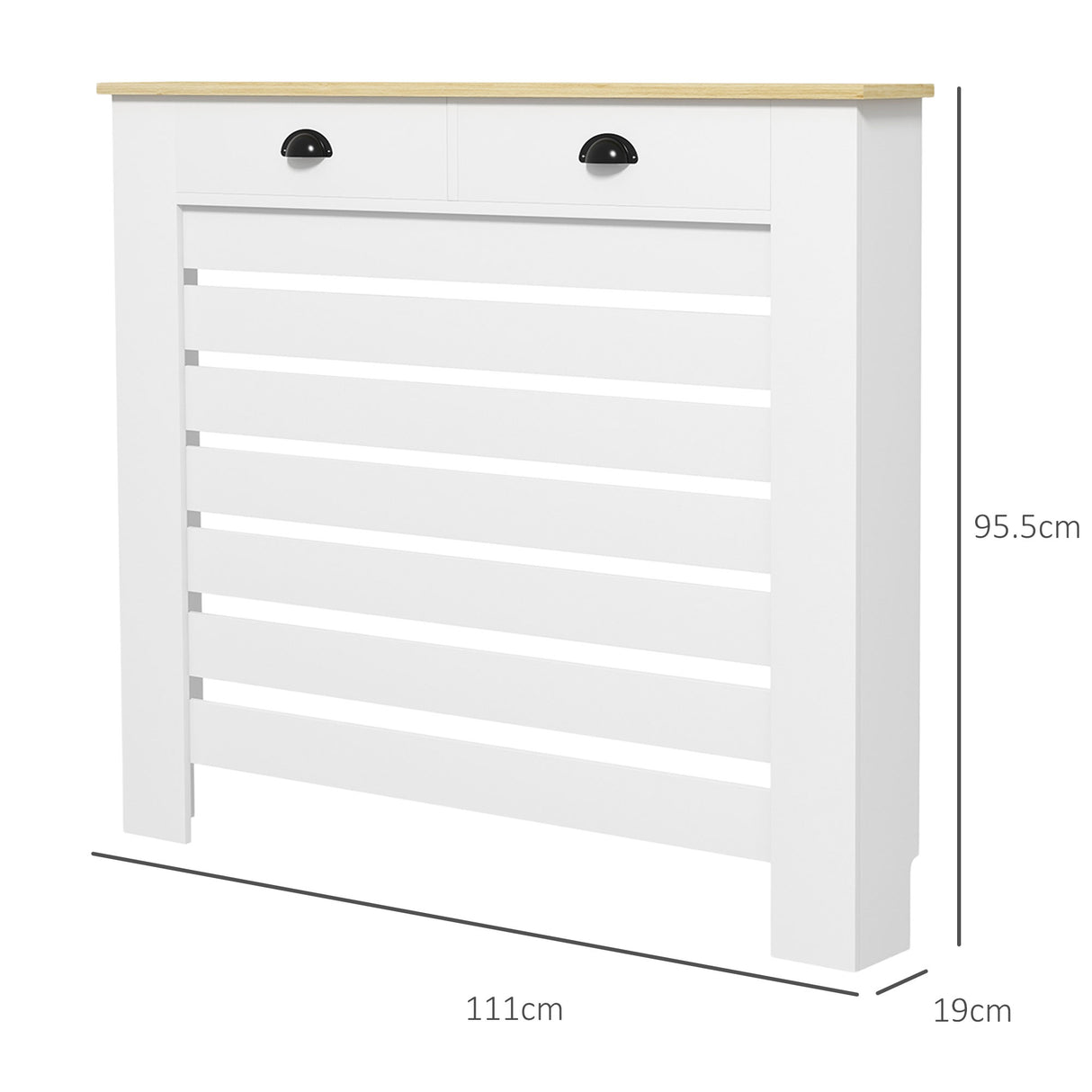 HOMCOM 95.5H x 111Wcm Radiator Cover, with Drawer - White