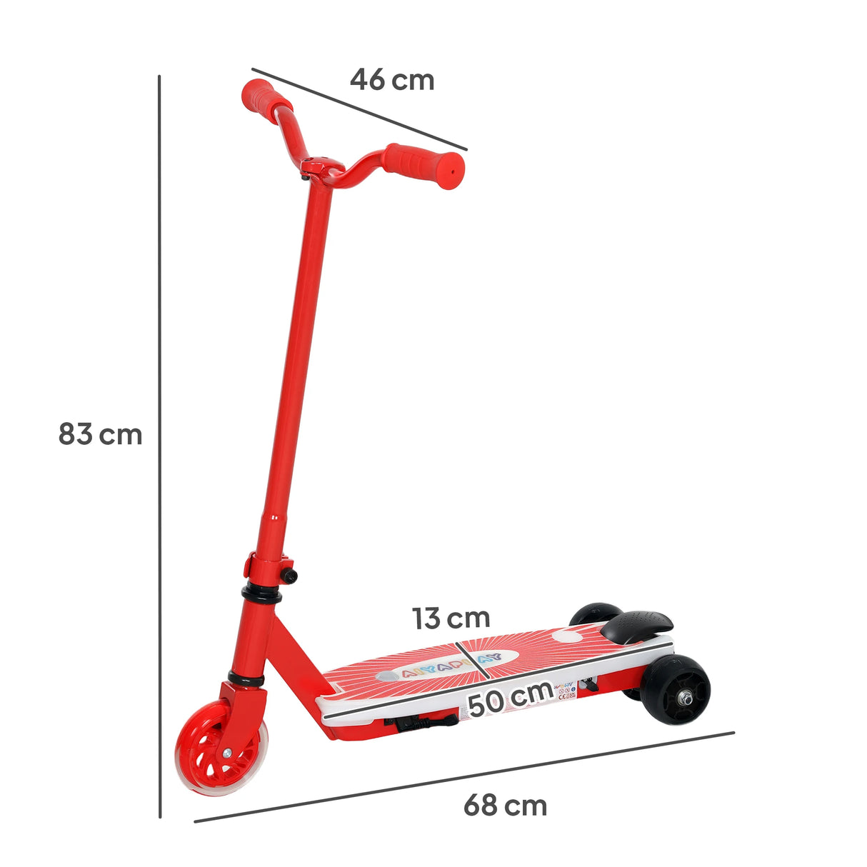 AIYAPLAY Electric Scooter for Kids Aged 4-7 Years, with Flashing LED Lights, Rear Auxiliary Wheels, Red