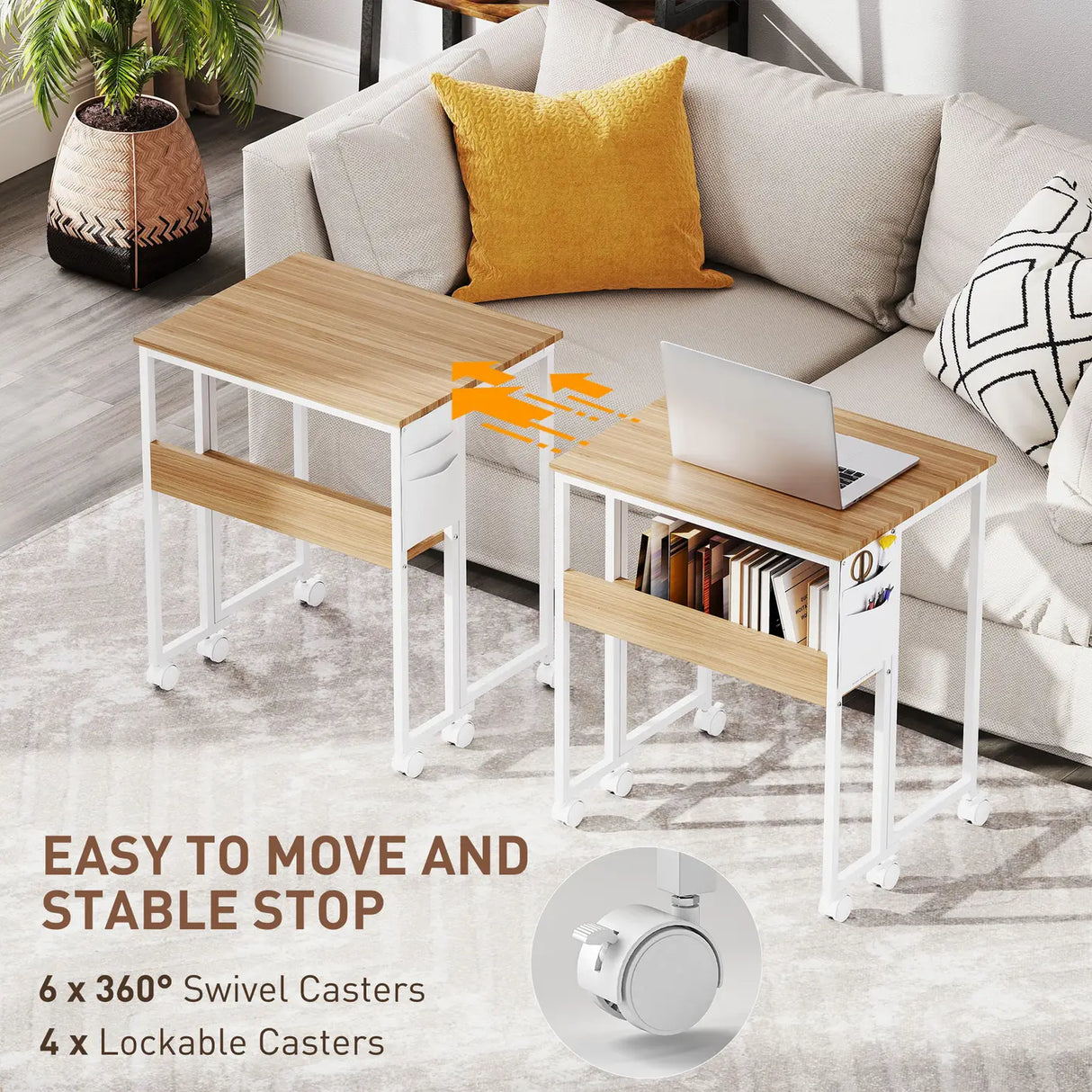 HOMCOM 63 cm Drop Leaf Writing Work Desk - Natural Wood Finish